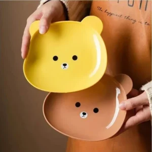 8Pcs Cartoon Bear Plates with Stand