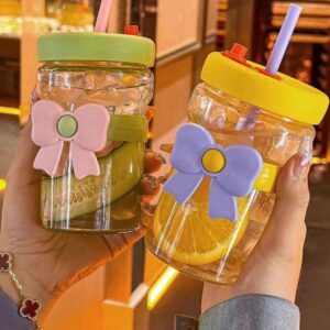 Ribbon Bow Mug With Straw