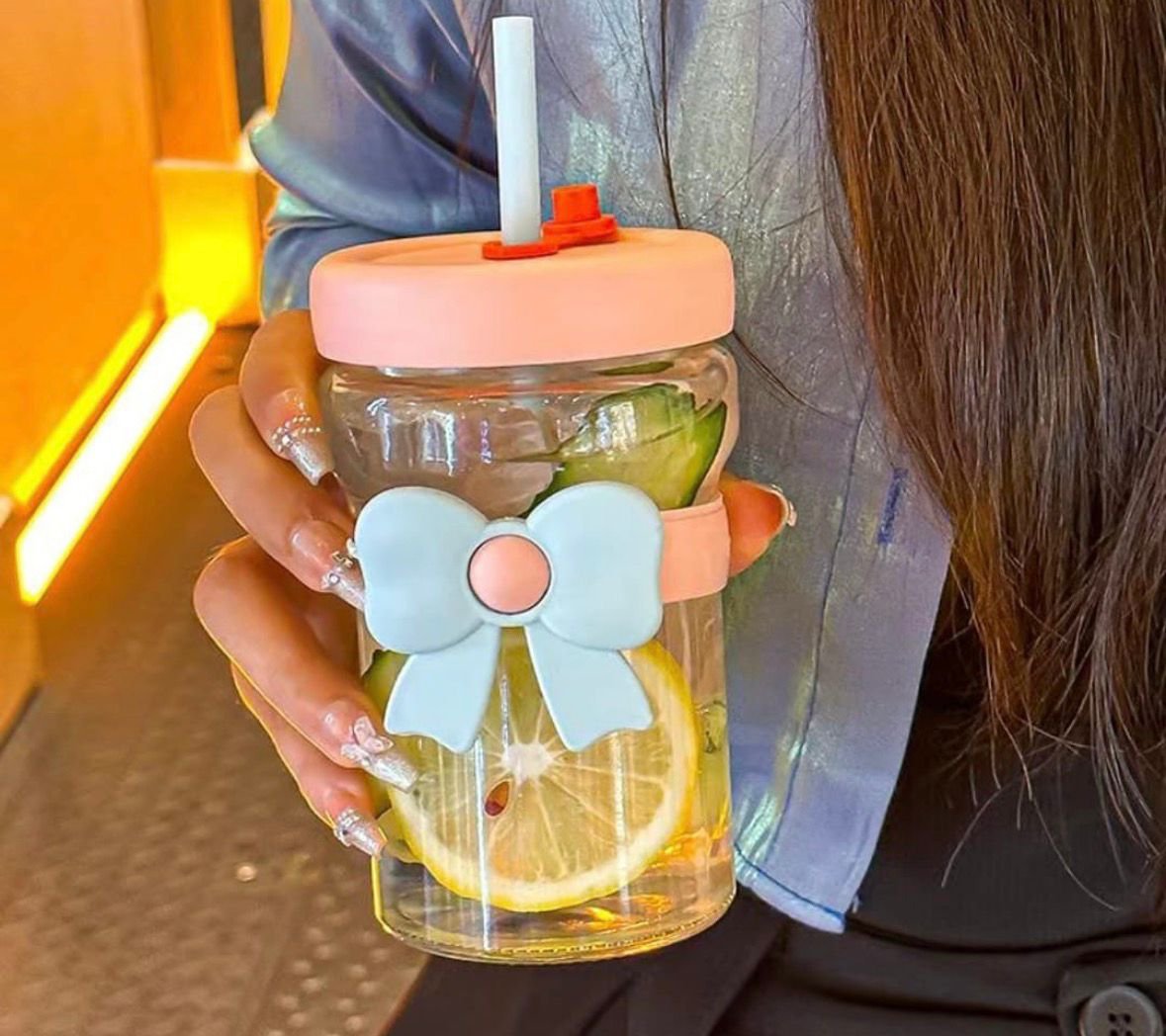 Ribbon Bow Mug With Straw - Image 2