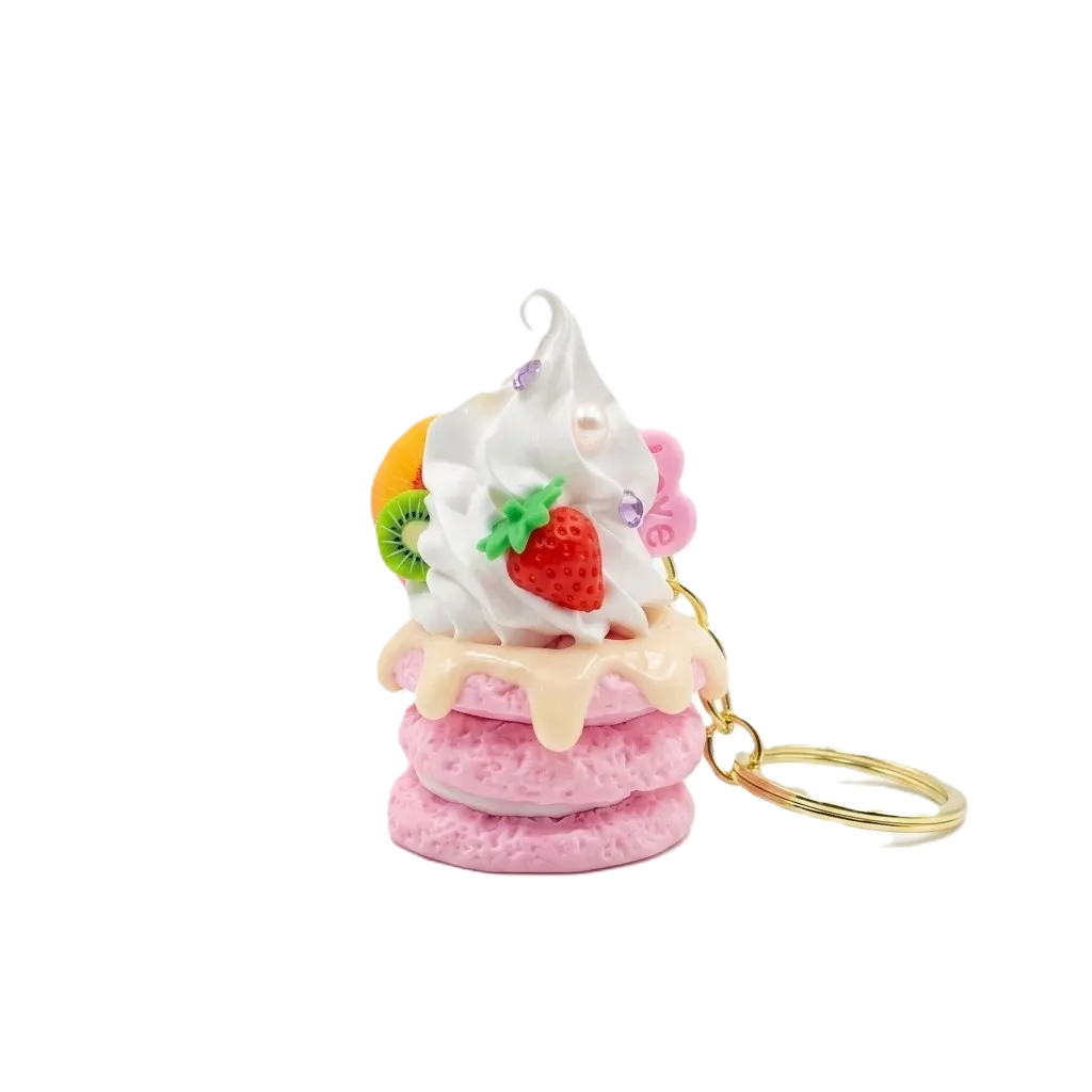 Cute Mini Whipped Cream Cake Keychain