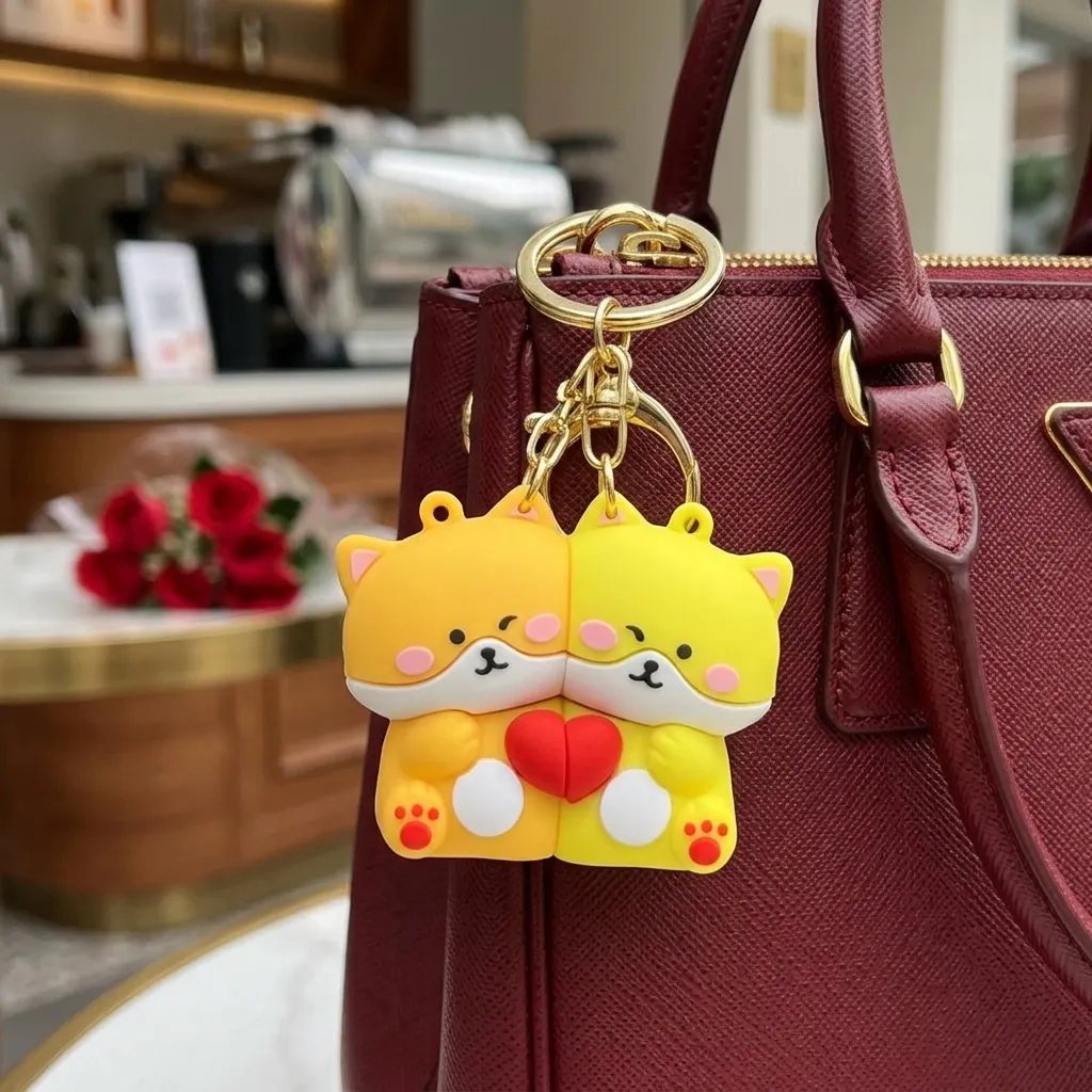 Cute Couple Cat Keychain