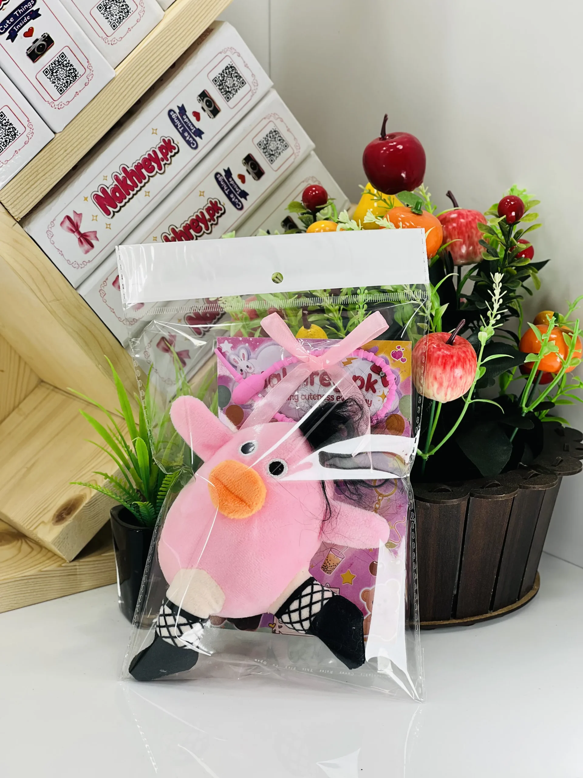Adorable stuffed duck plush toy close-up
