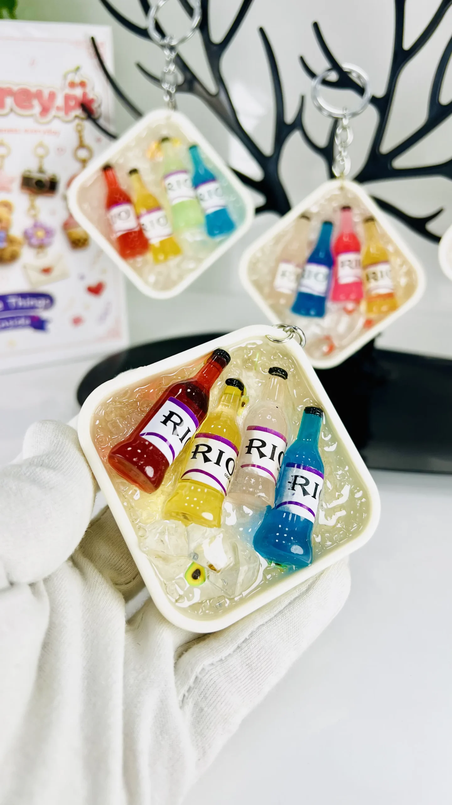 Cute Mini Ice Tray Drink Bottle Keychain