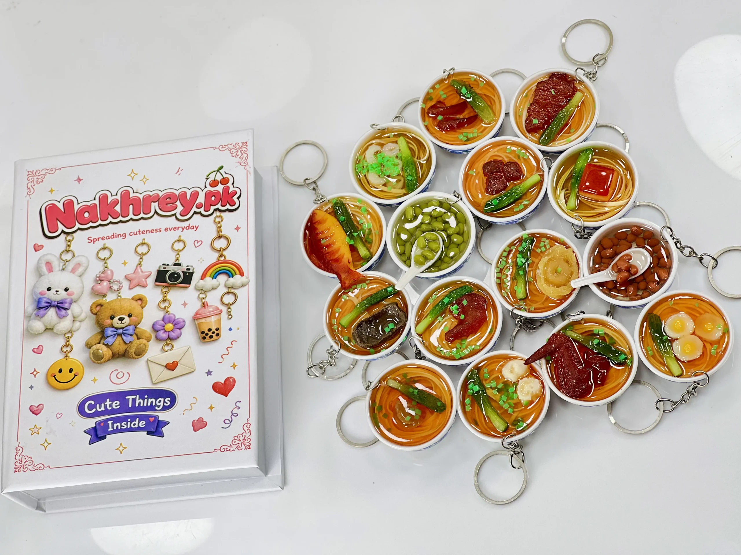 Mini 3D 2Pcs Chicken Noodle Bowl Keychain