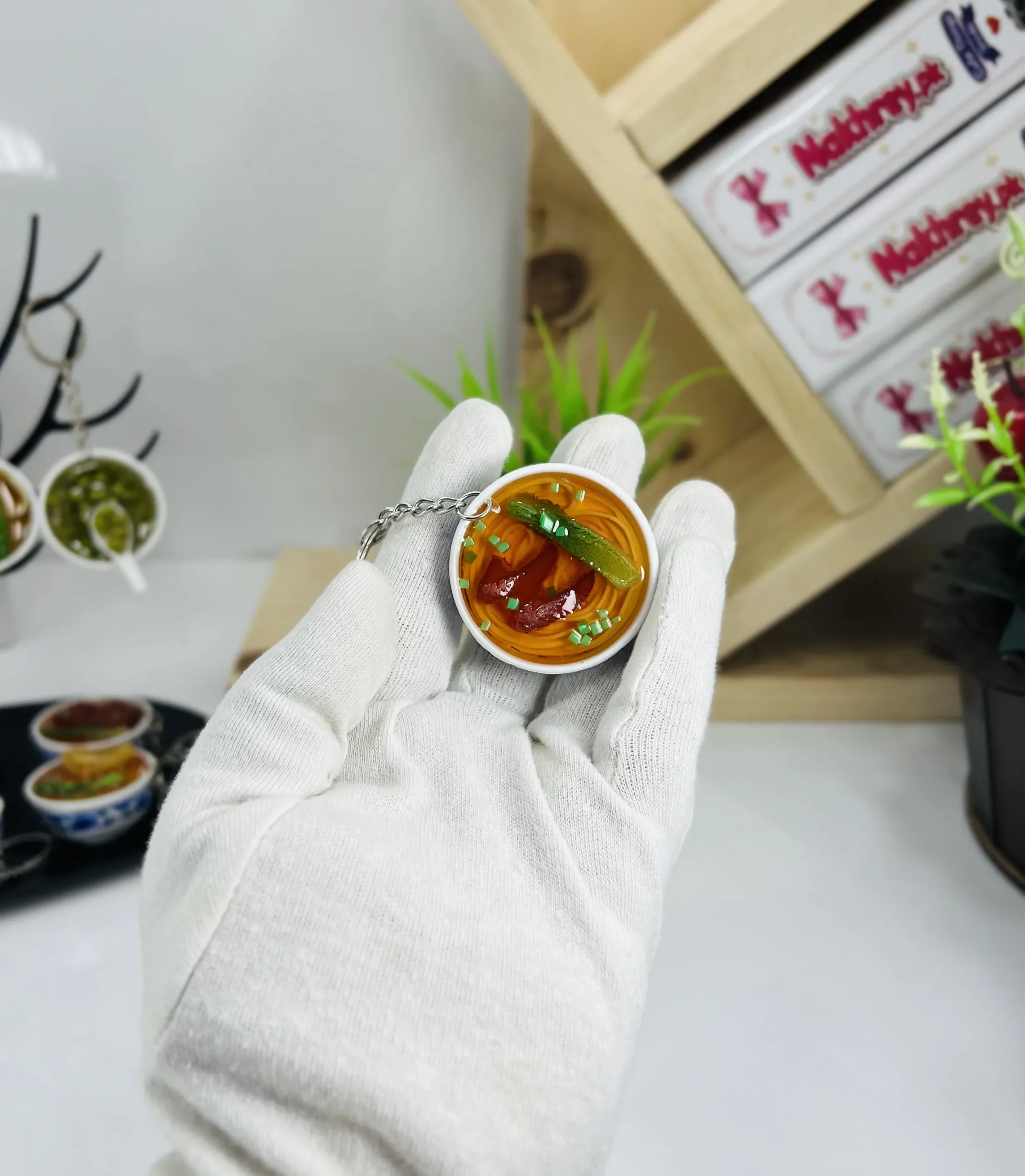 Mini 3D 2Pcs Chicken Noodle Bowl Keychain