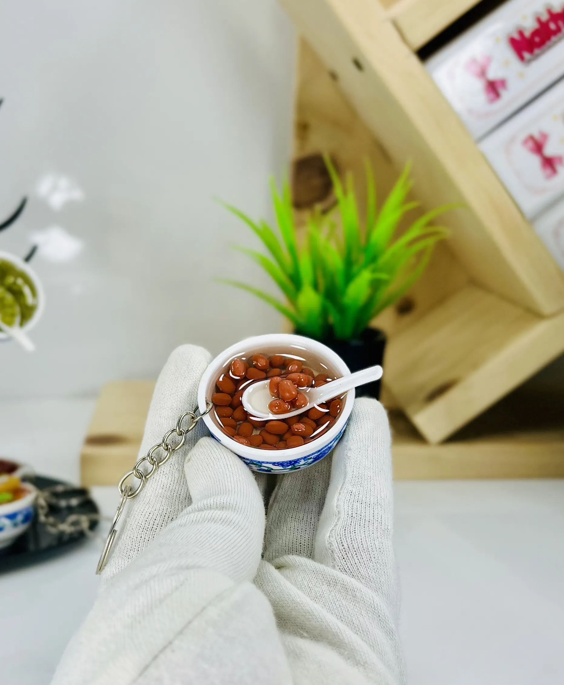 Mini 3D Red Bean Soup Bowl Keychain
