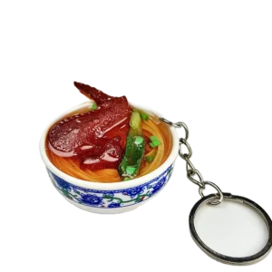 Mini 3D Chicken Wings Noodle Bowl Keychain