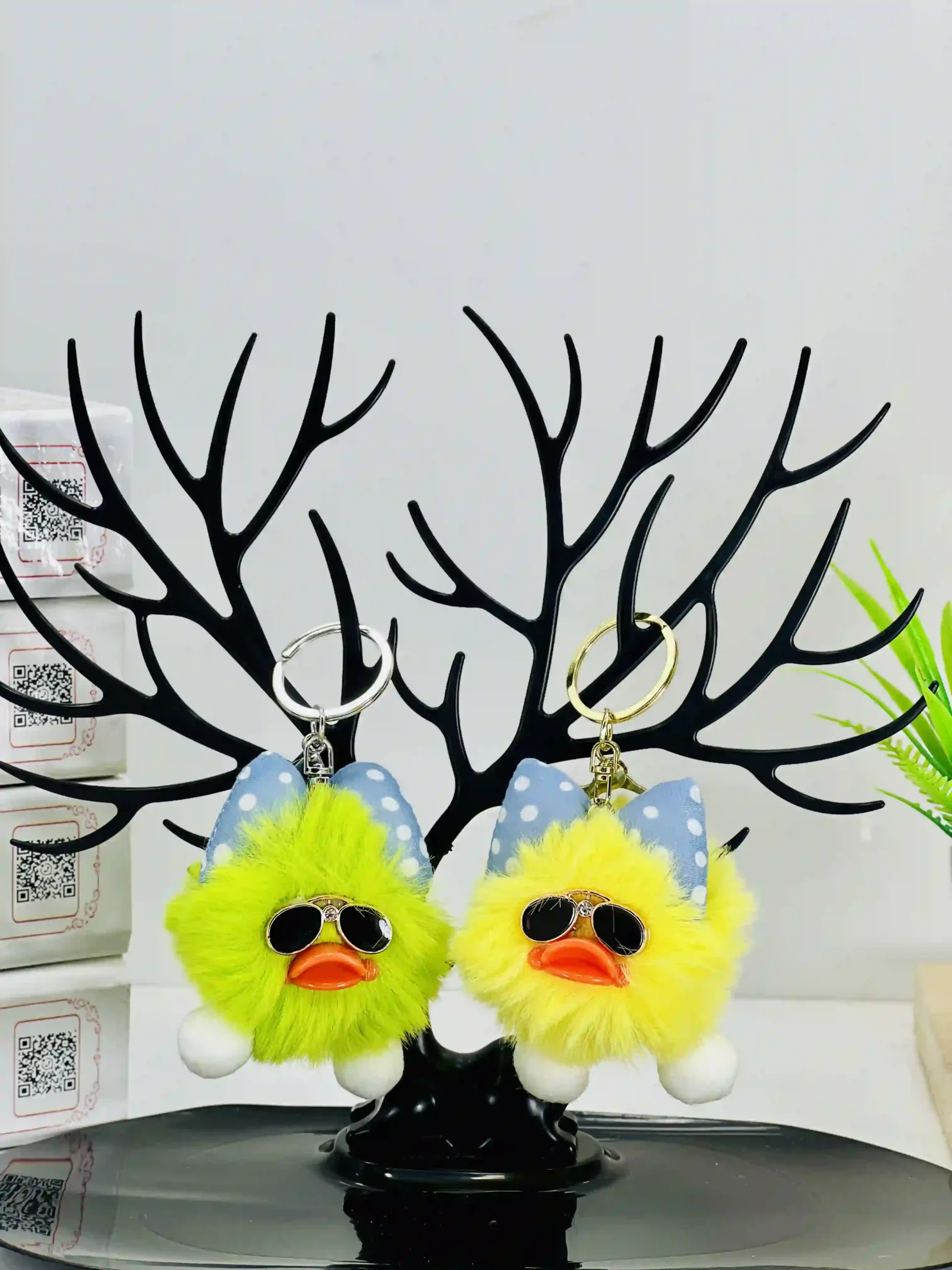 Cool Duck Plush Keychain with Sunglasses & Bow