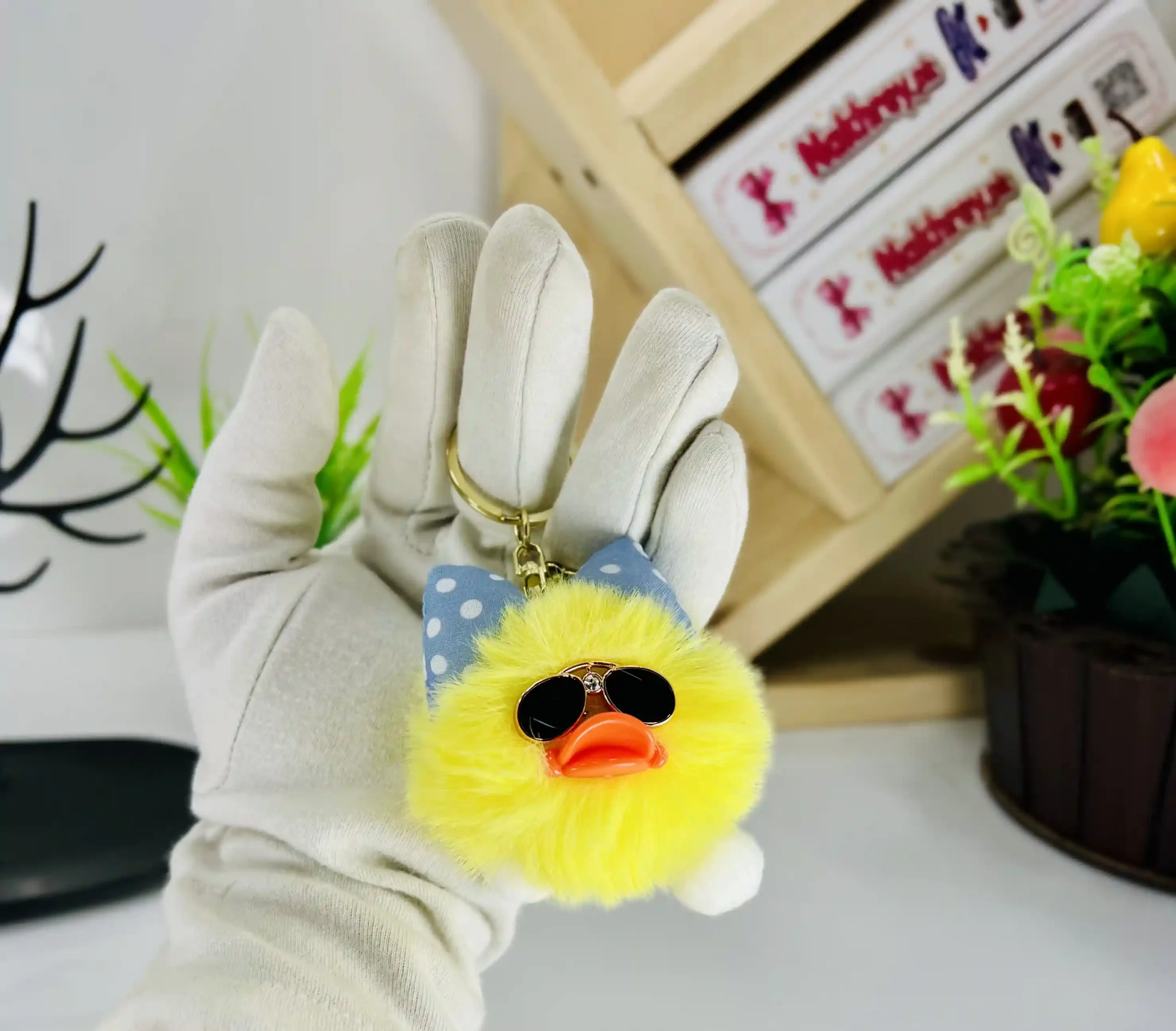 Cool Duck Plush Keychain with Sunglasses & Bow