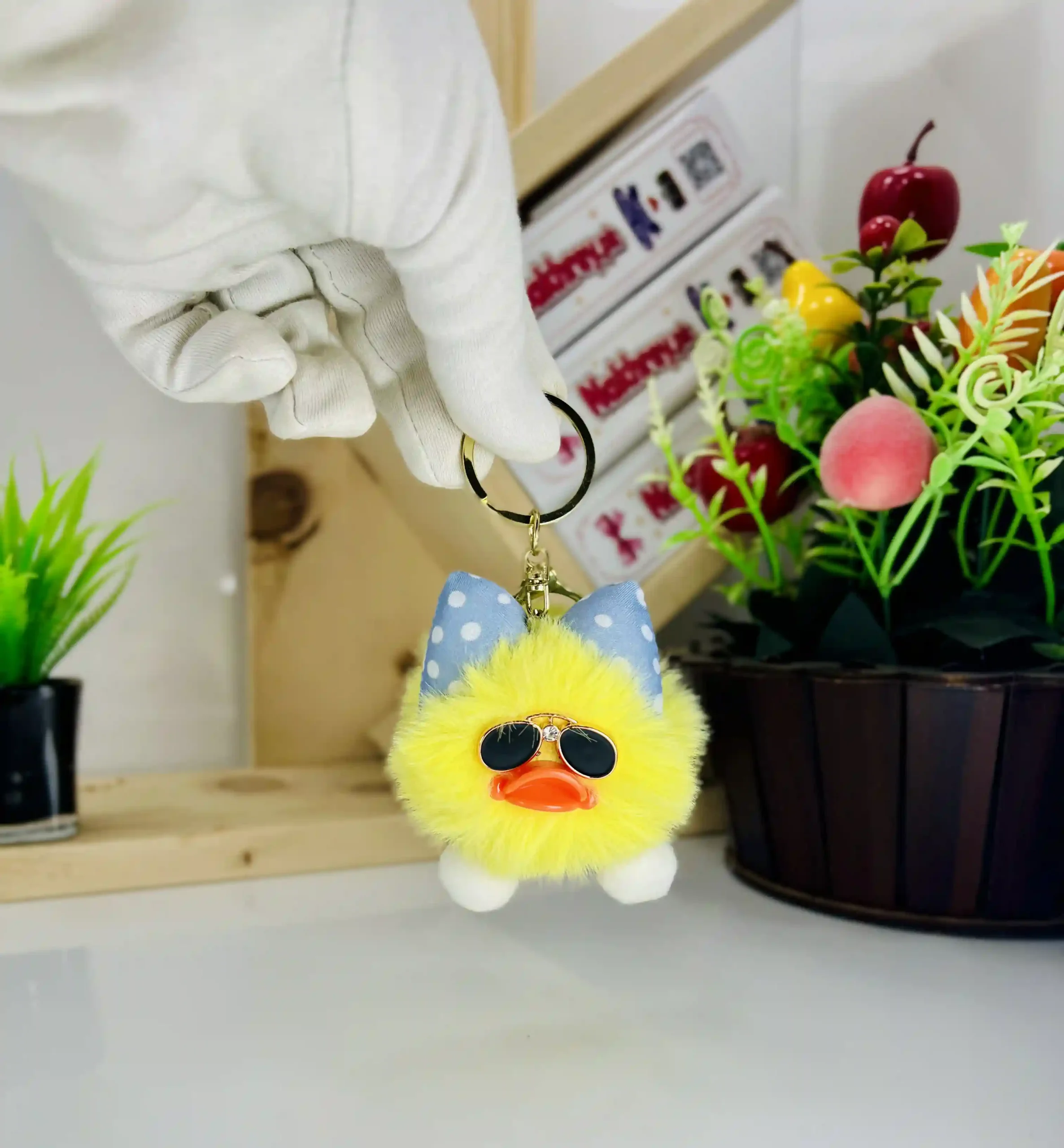Cool Duck Plush Keychain with Sunglasses & Bow