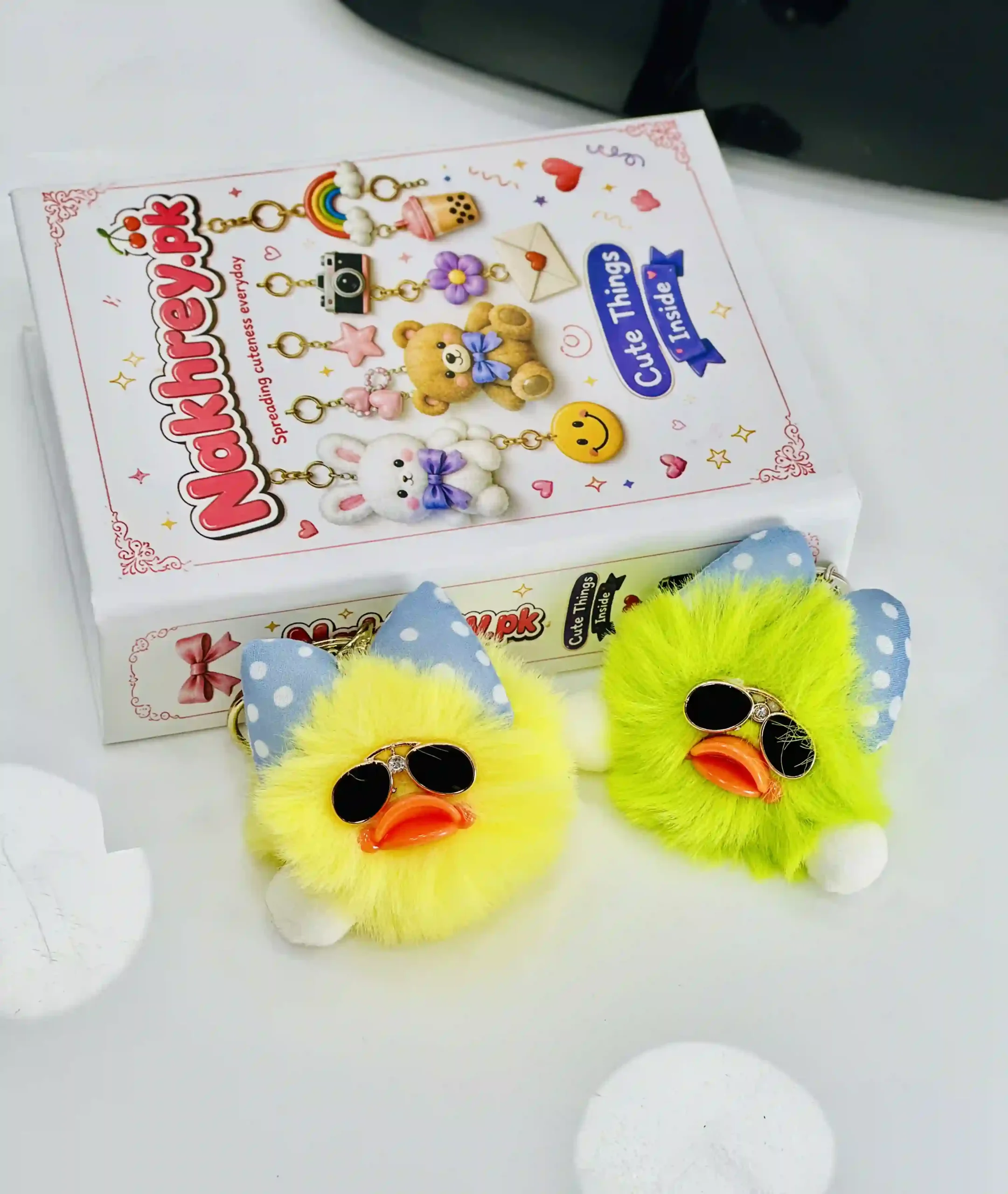 Cool Duck Plush Keychain with Sunglasses & Bow