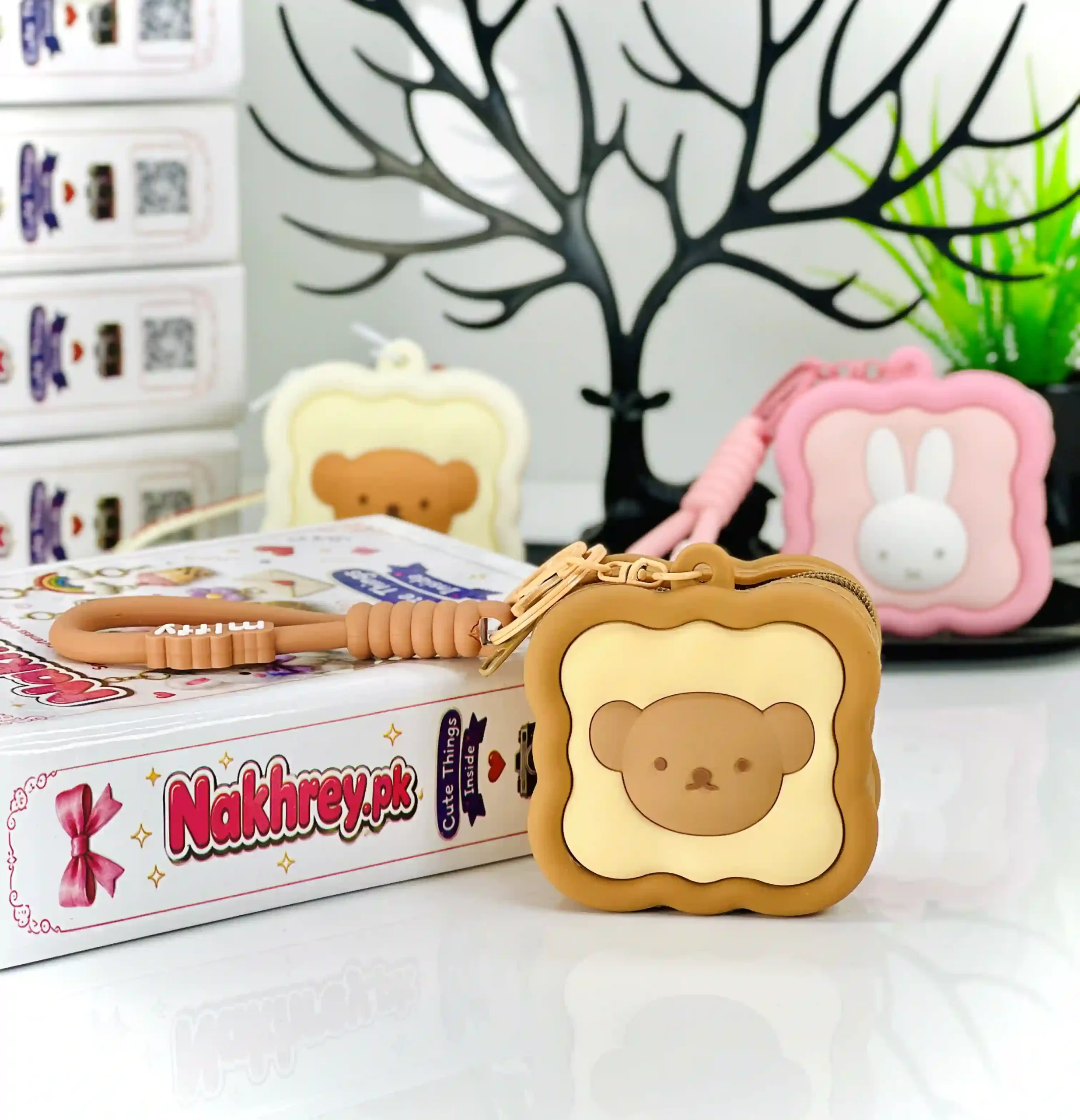 Cute Bread Toast Silicone Pouch & Keychain