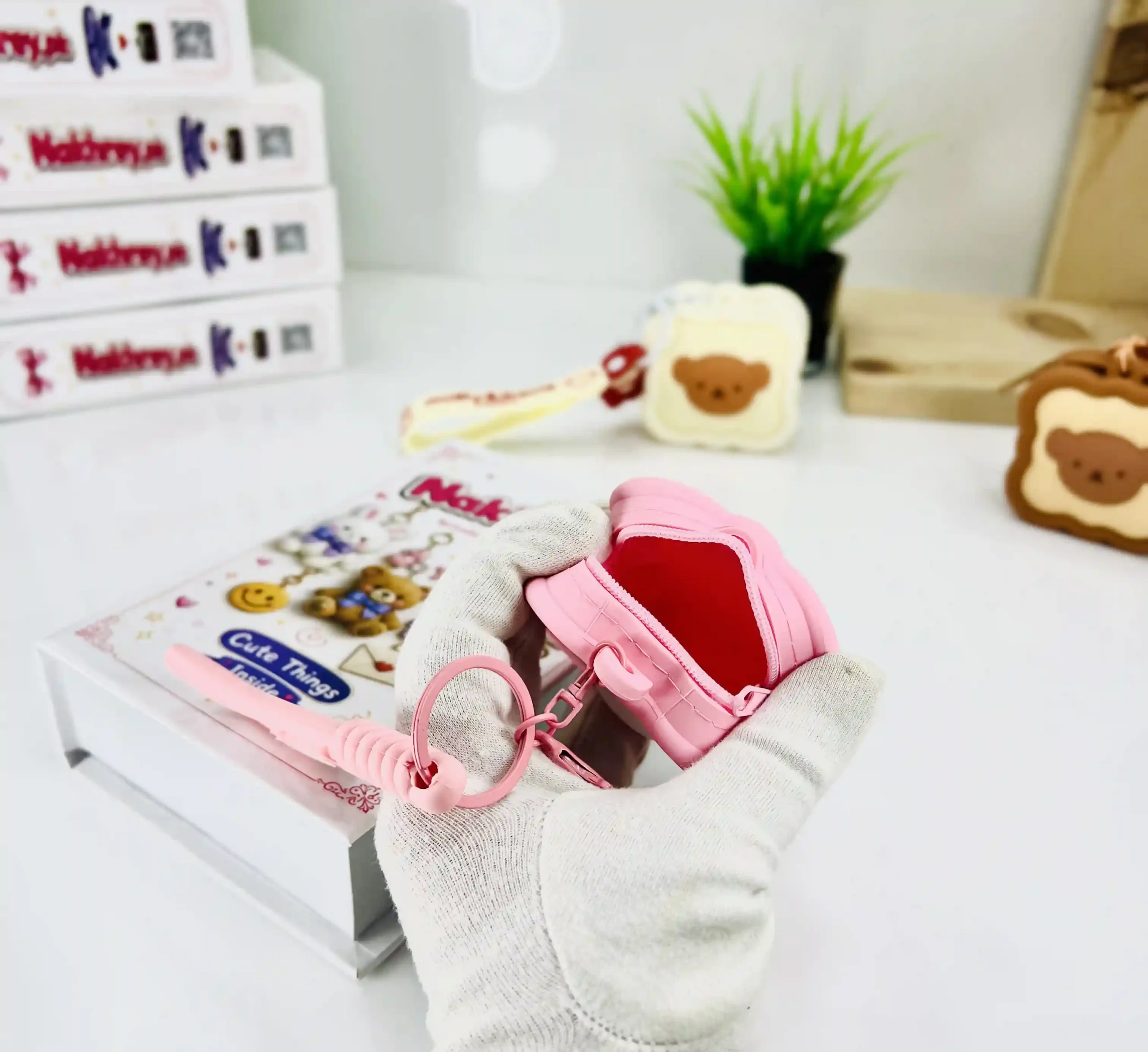 Cute Bread Toast Silicone Pouch & Keychain