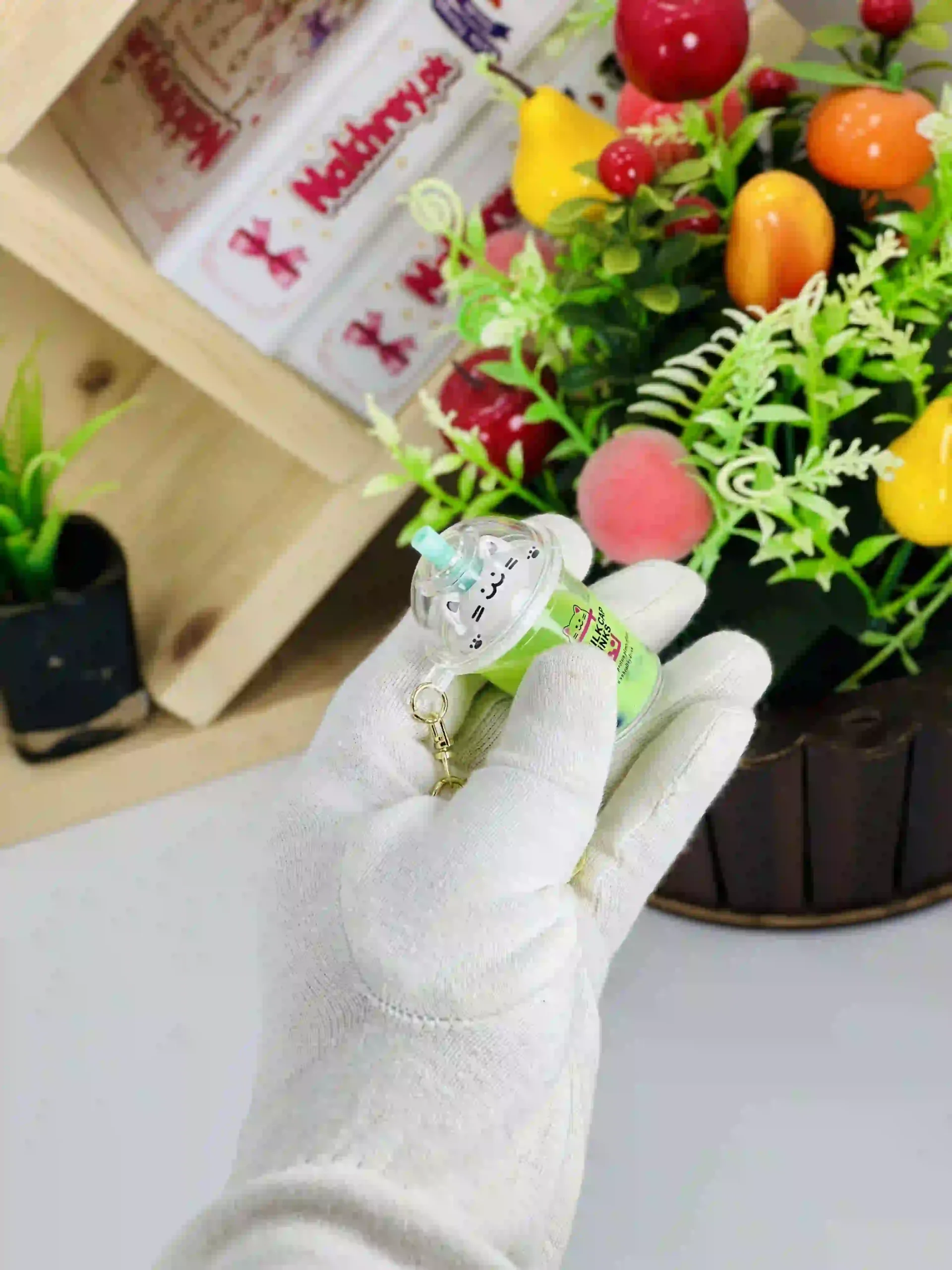 Cute Matcha Boba Key Ring