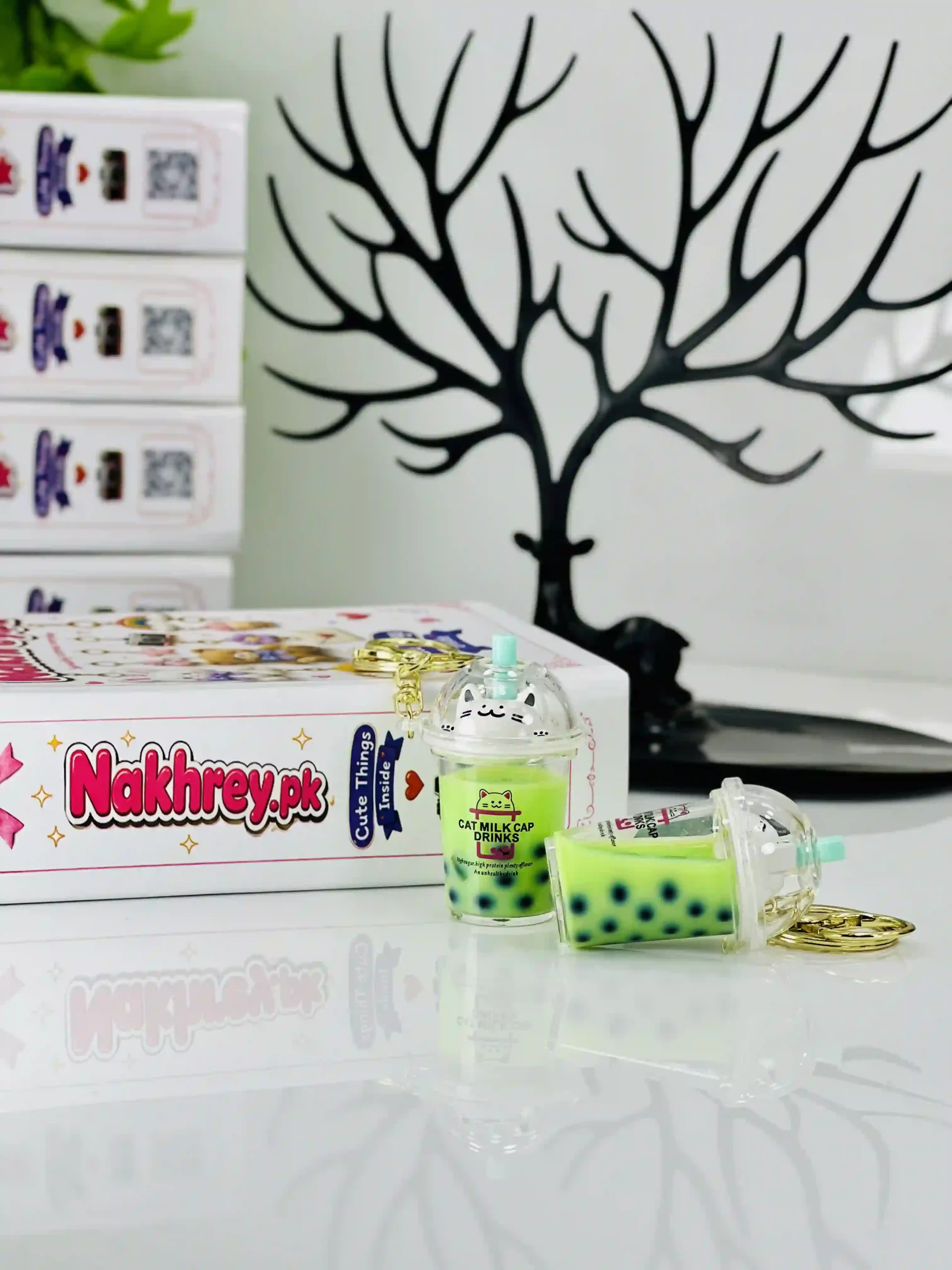 Cute Matcha Boba Key Ring