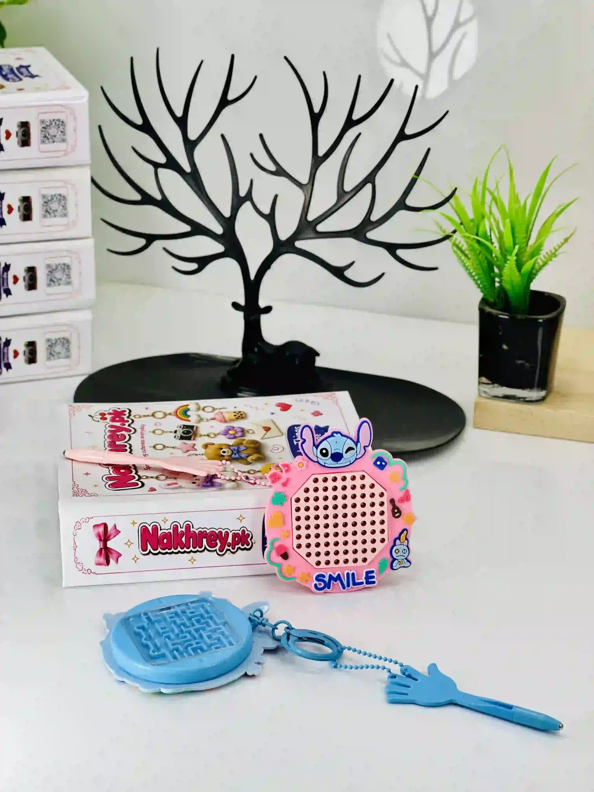 Stitch Magnetic Bead Maze Game Keychain