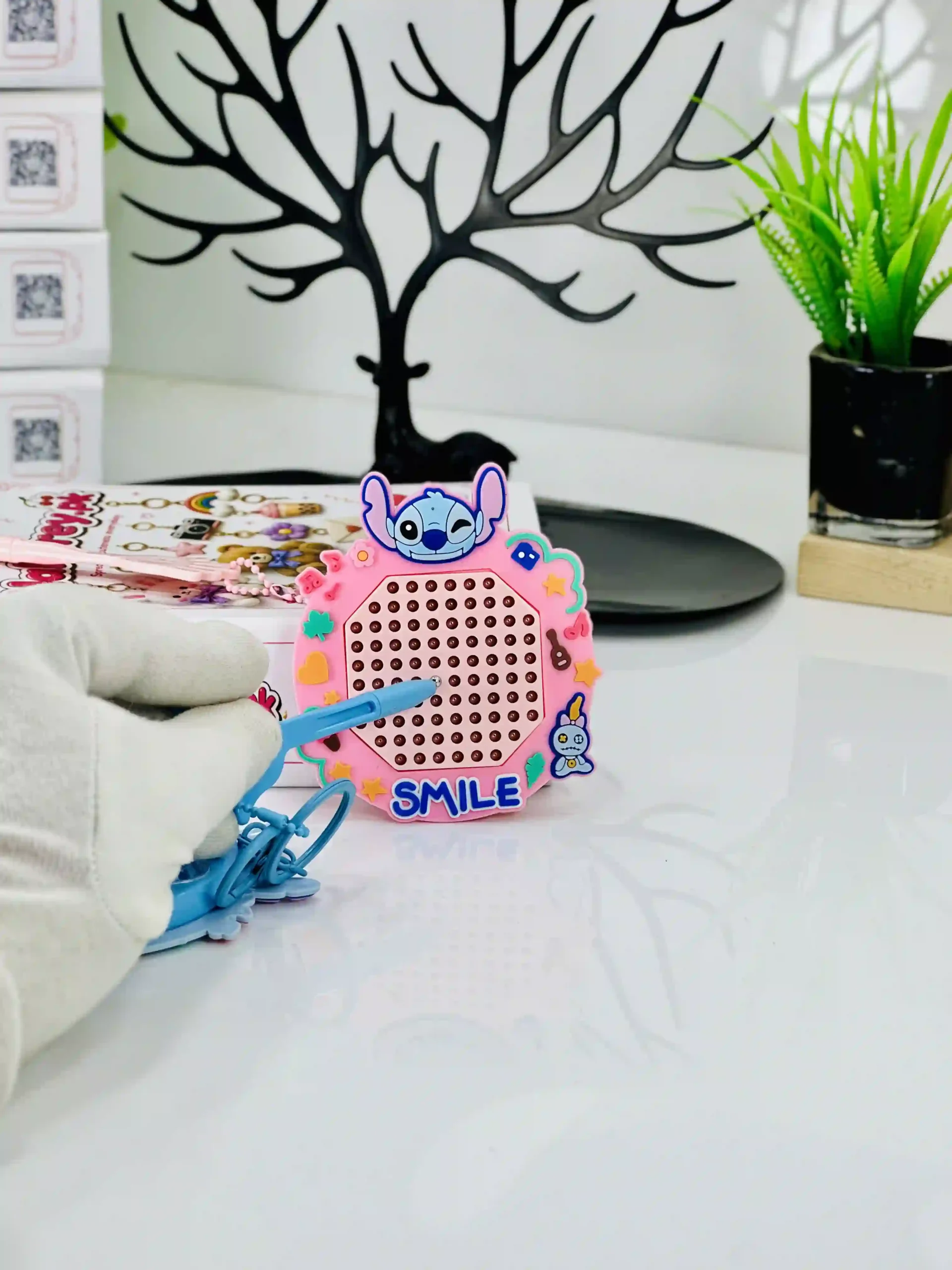 Stitch Magnetic Bead Maze Game Keychain