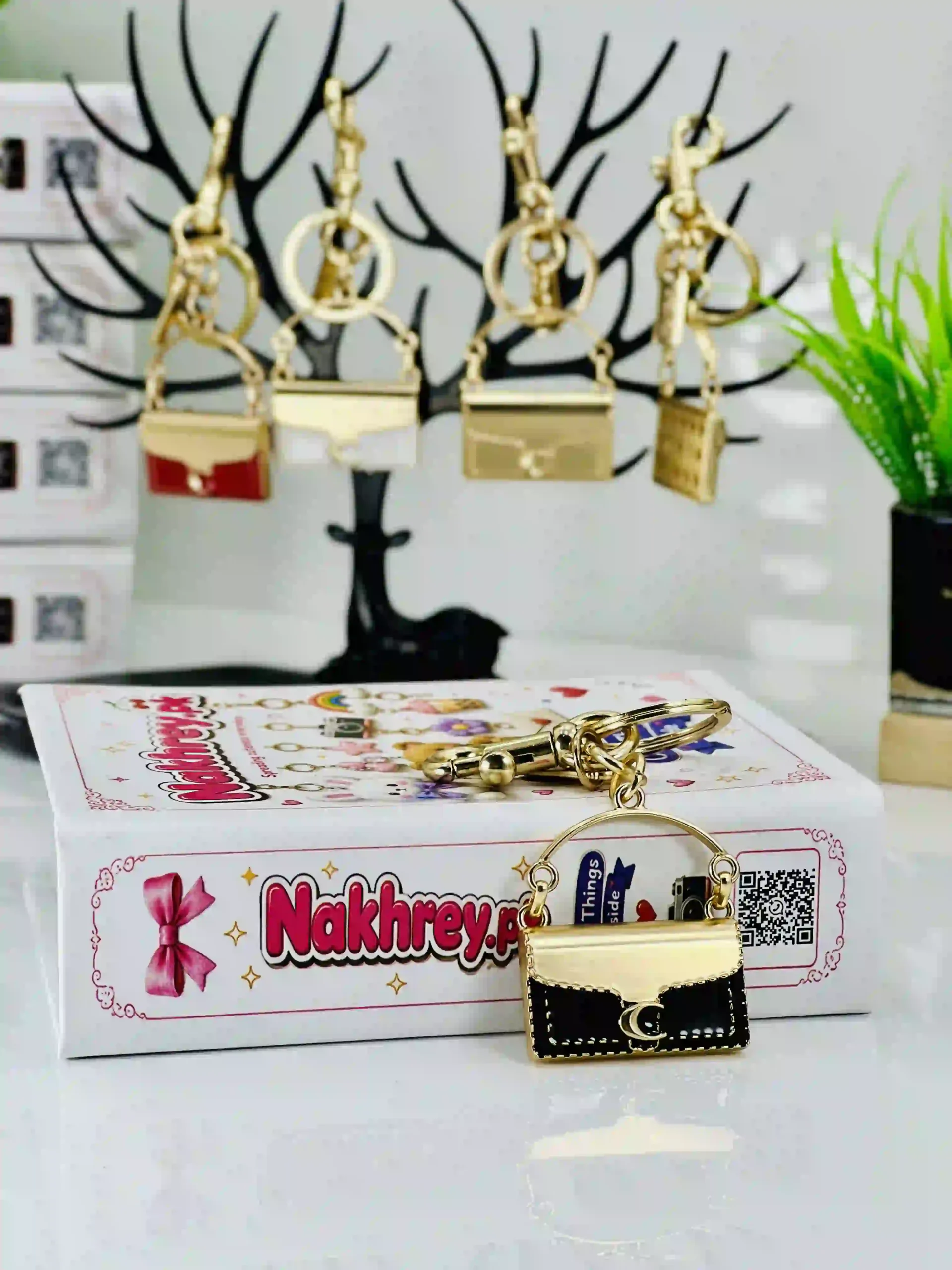 Mini Tabby Metallic Bag Charm Keychain