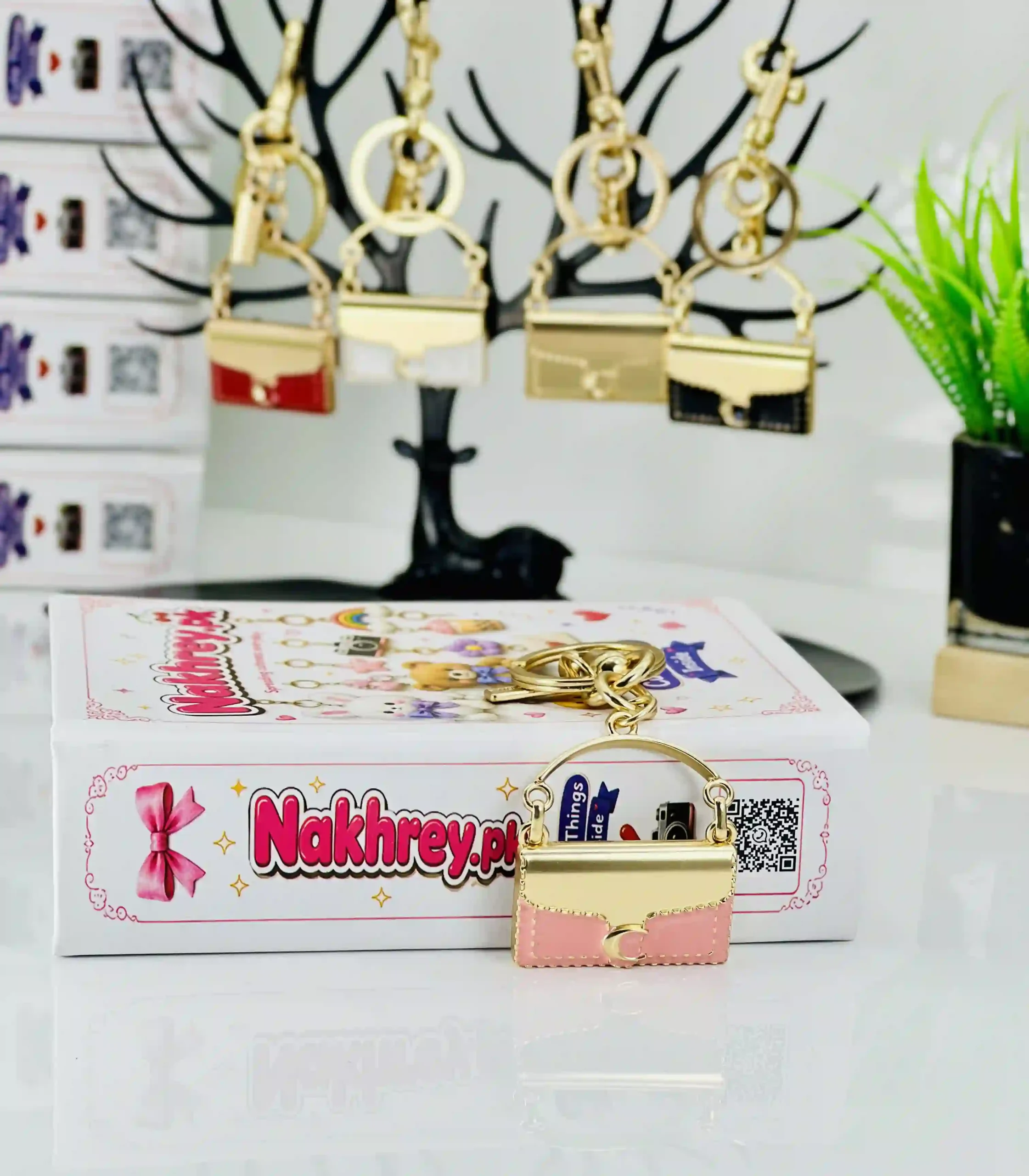 Mini Tabby Metallic Bag Charm Keychain