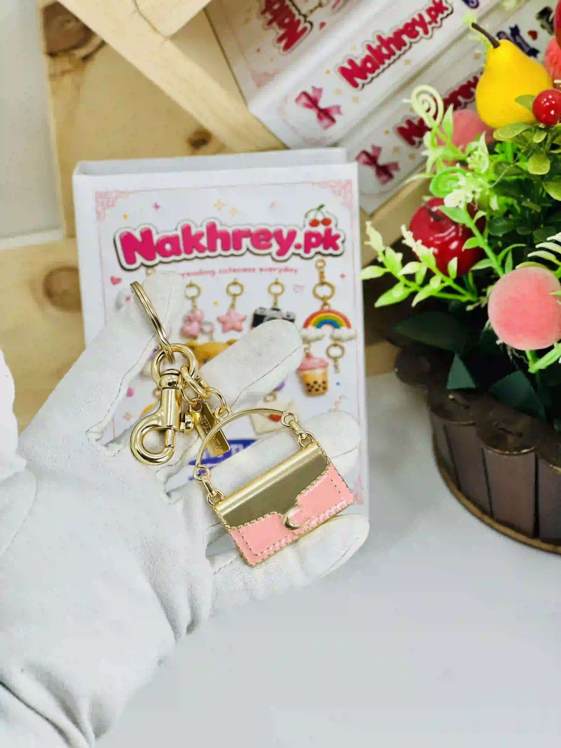 Mini Tabby Metallic Bag Charm Keychain