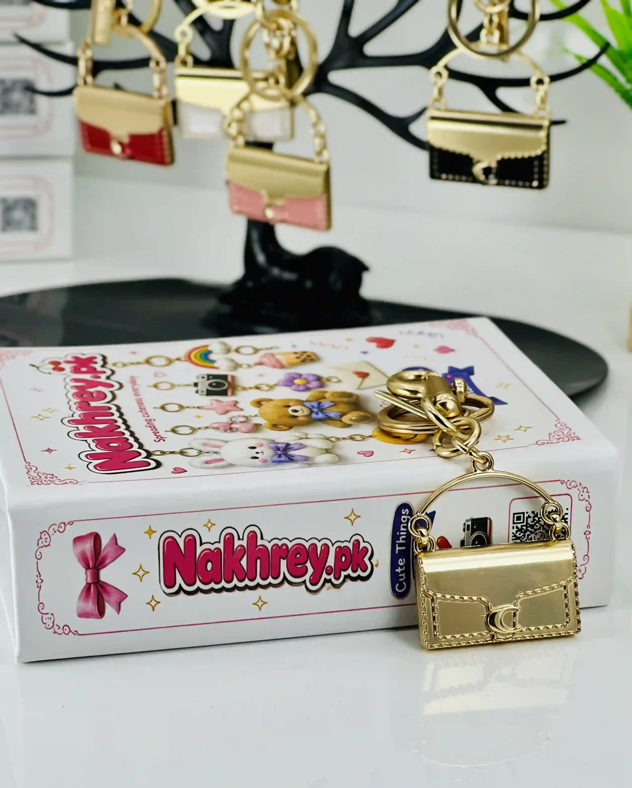 Mini Tabby Metallic Bag Charm Keychain - Image 11