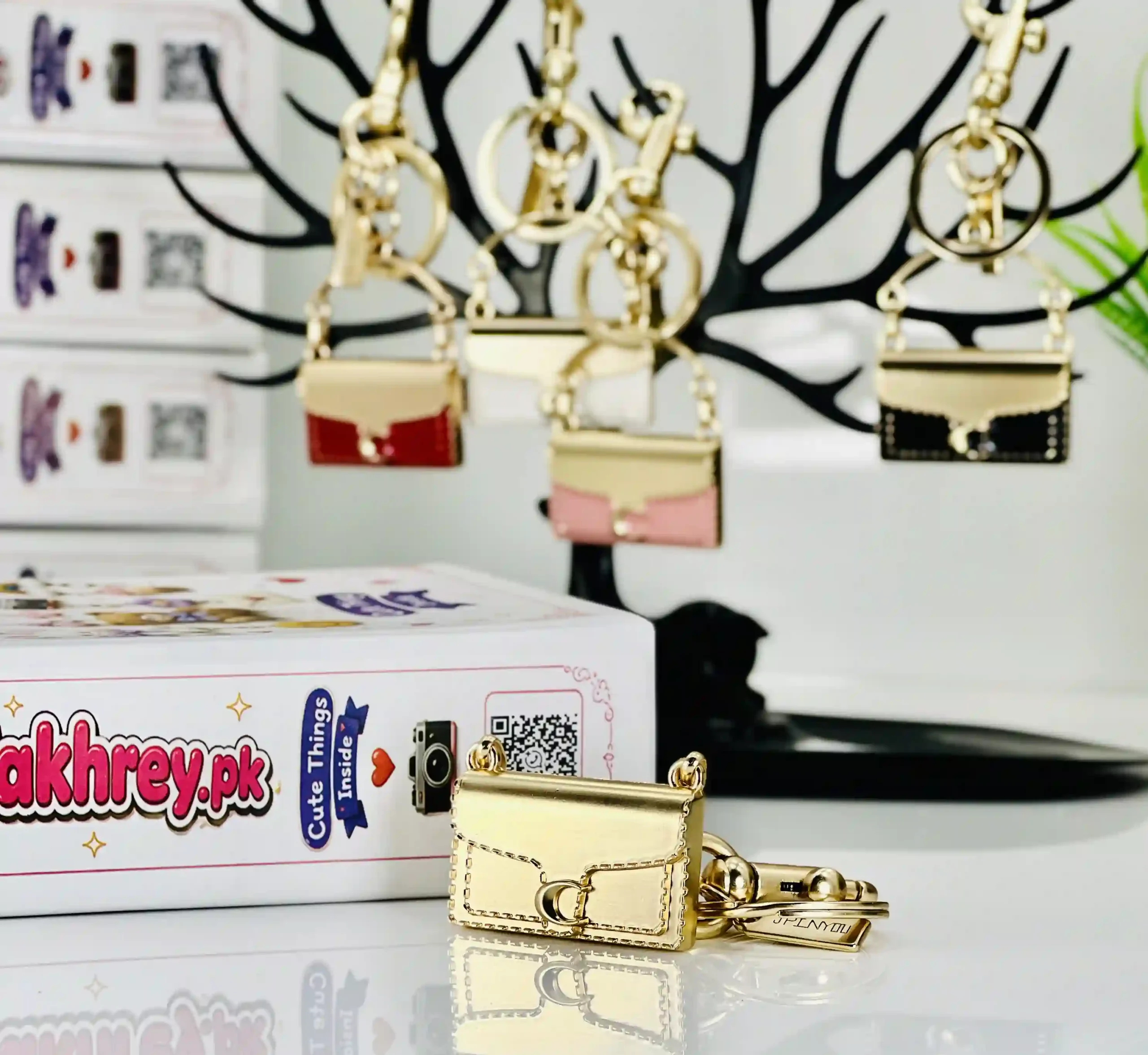Mini Tabby Metallic Bag Charm Keychain