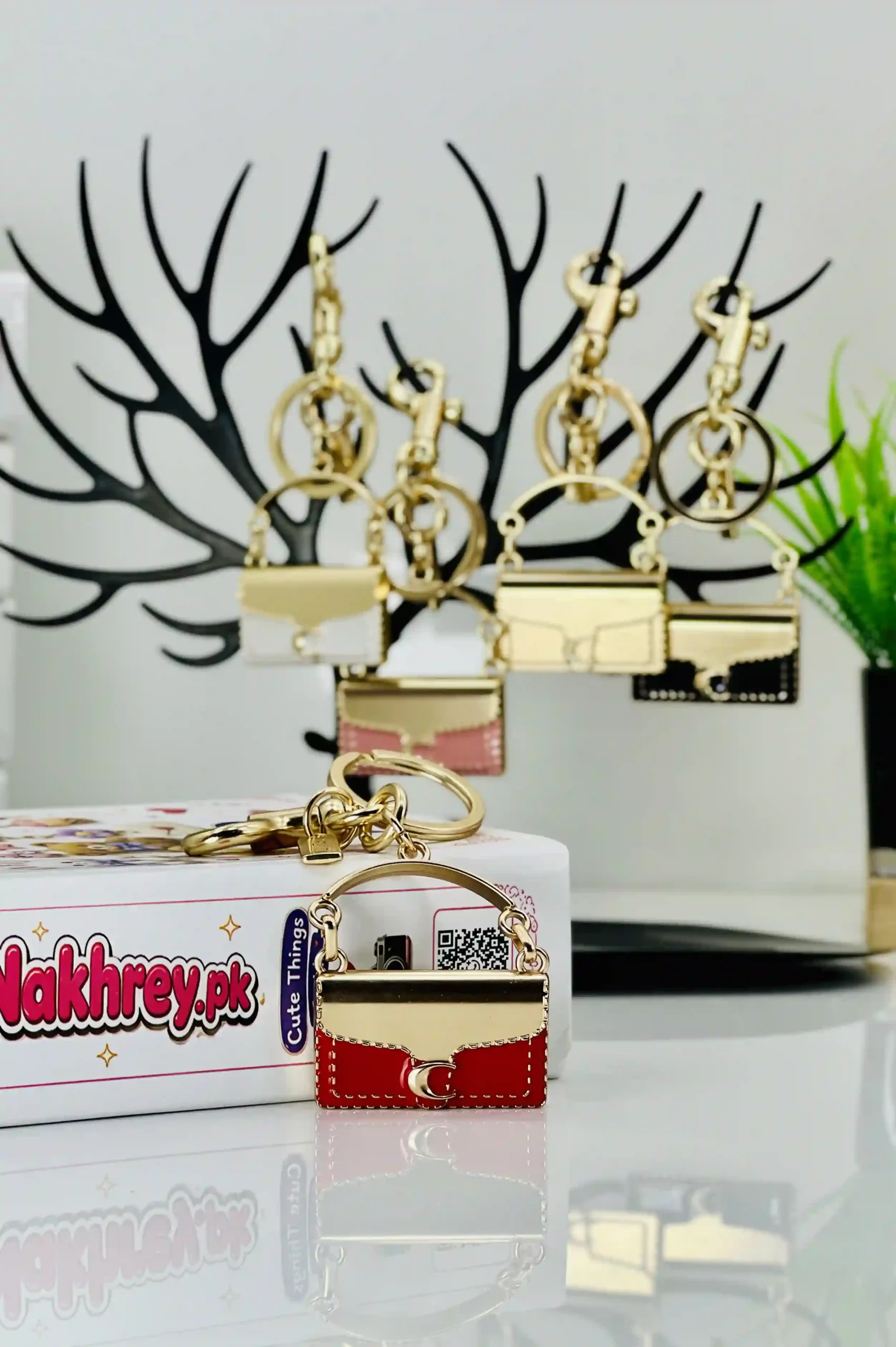 Mini Tabby Metallic Bag Charm Keychain