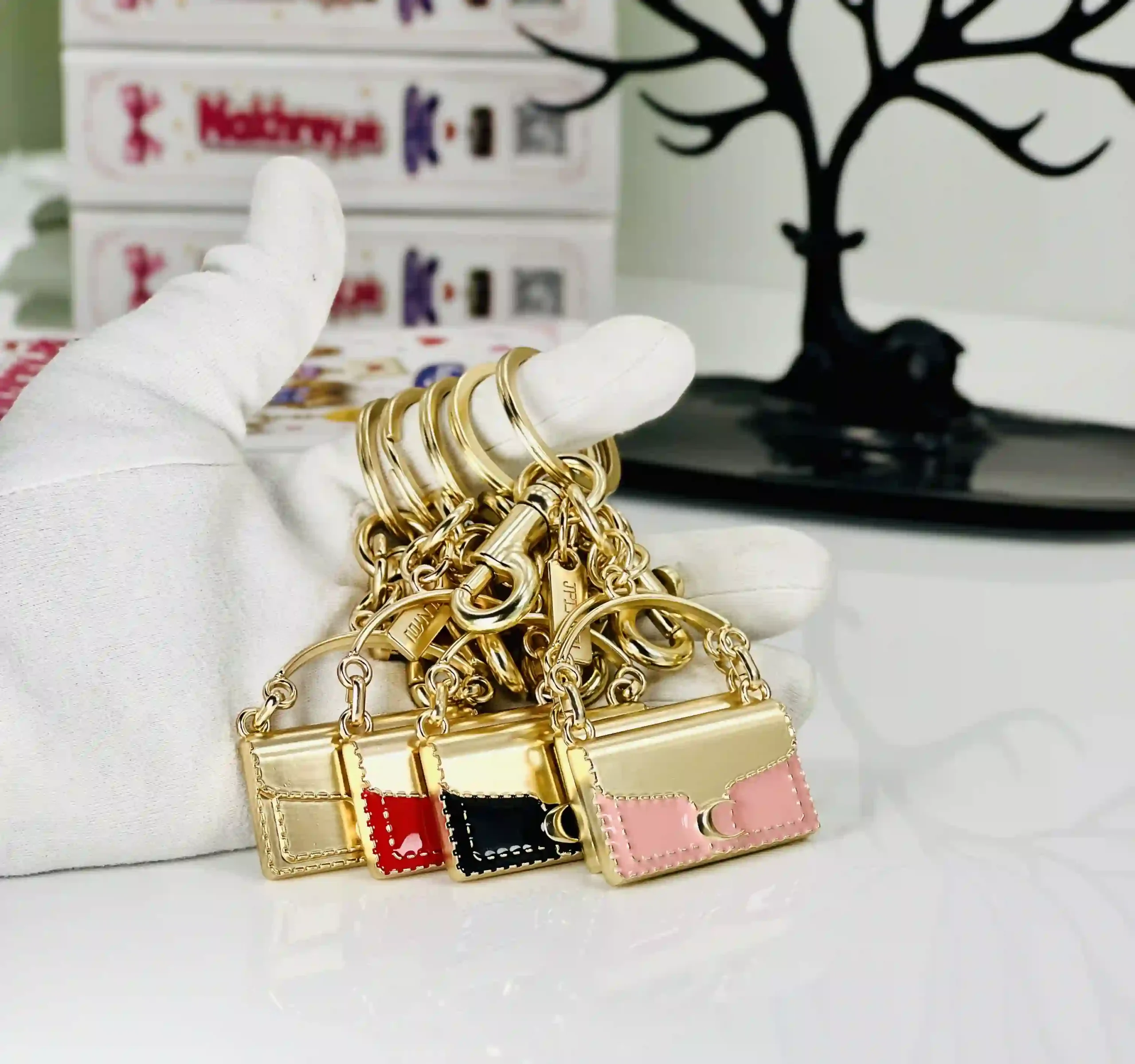 Mini Tabby Metallic Bag Charm Keychain