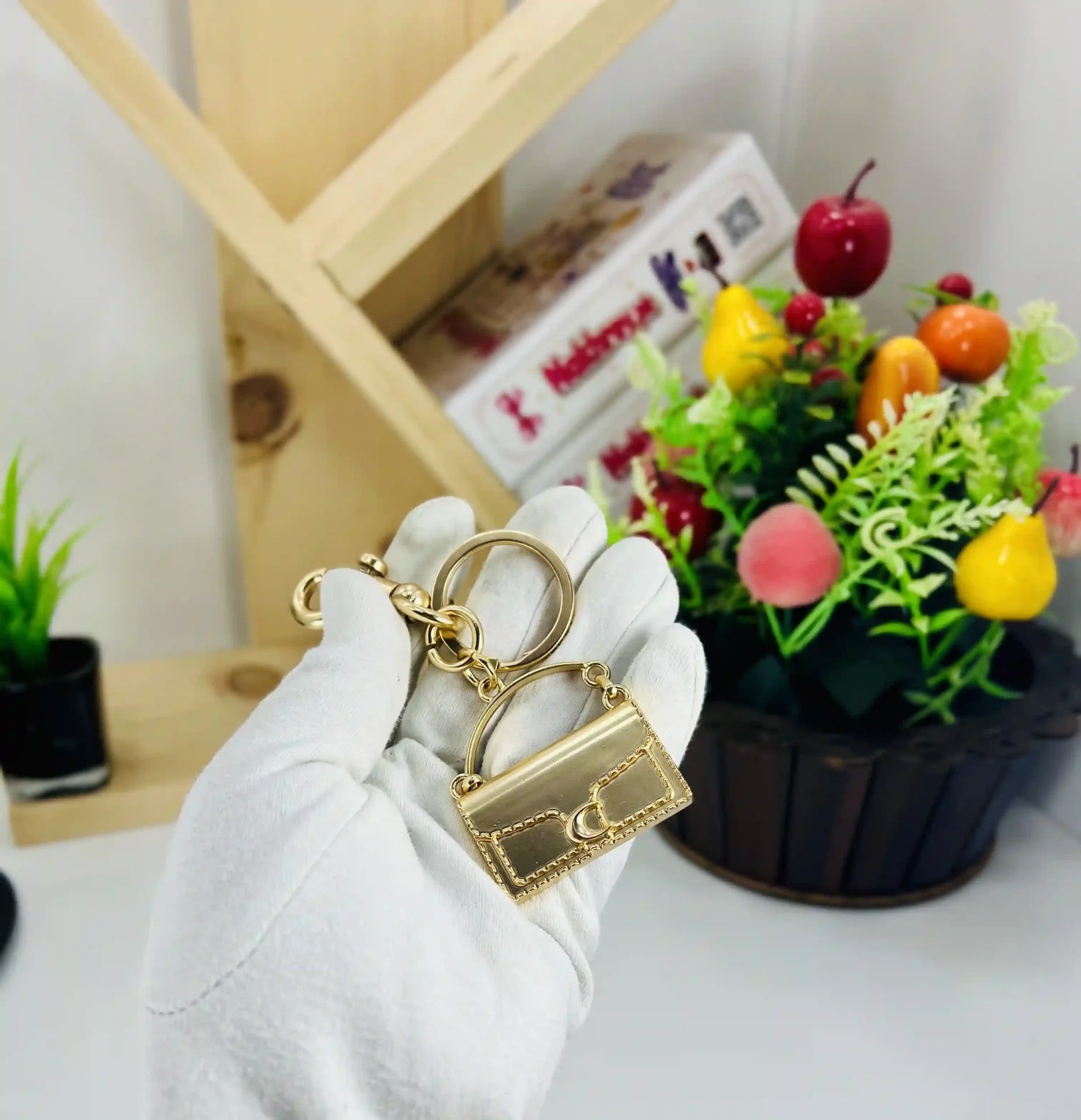 Mini Tabby Metallic Bag Charm Keychain