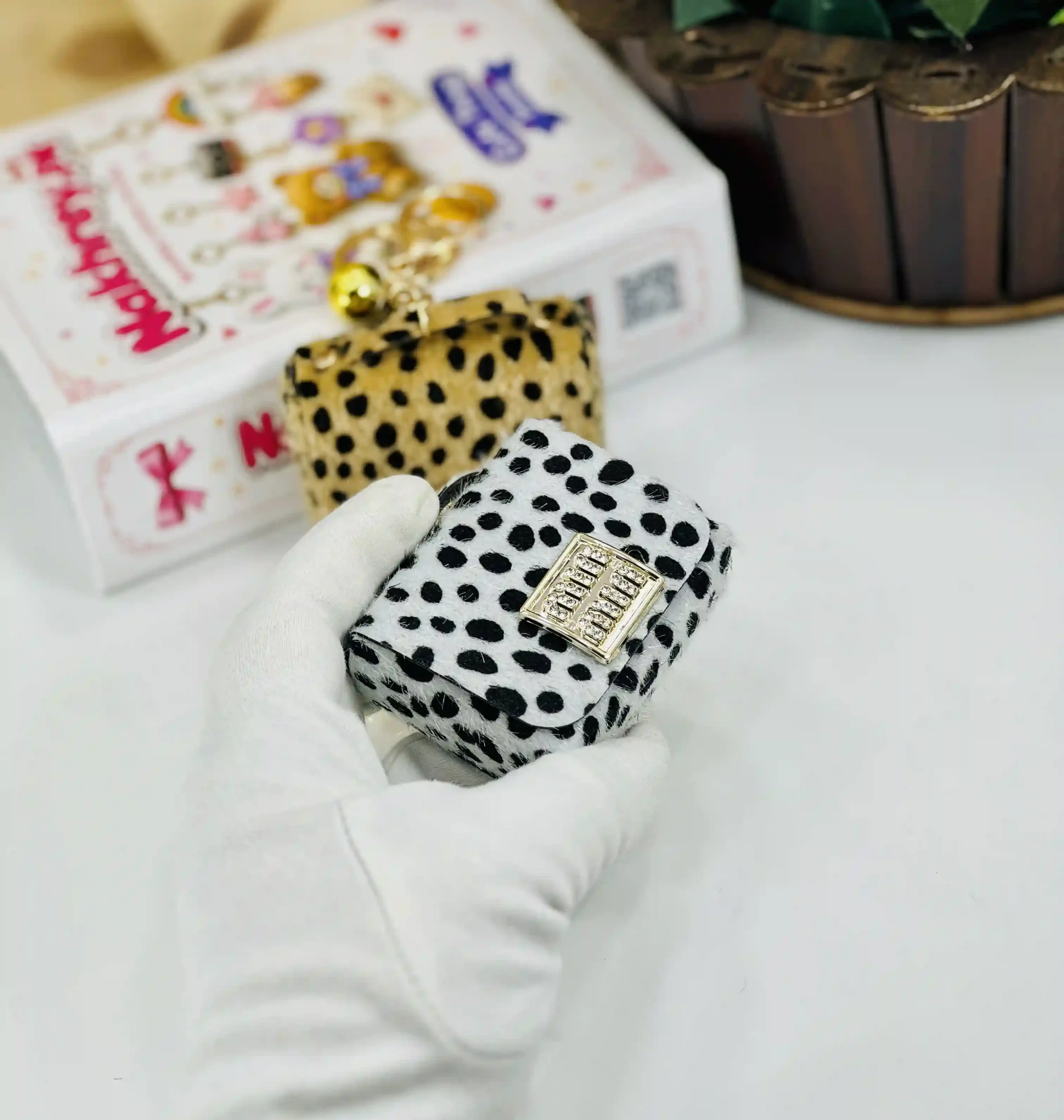 Min Min Faux Fur Animal Print Bag Charm Keychain