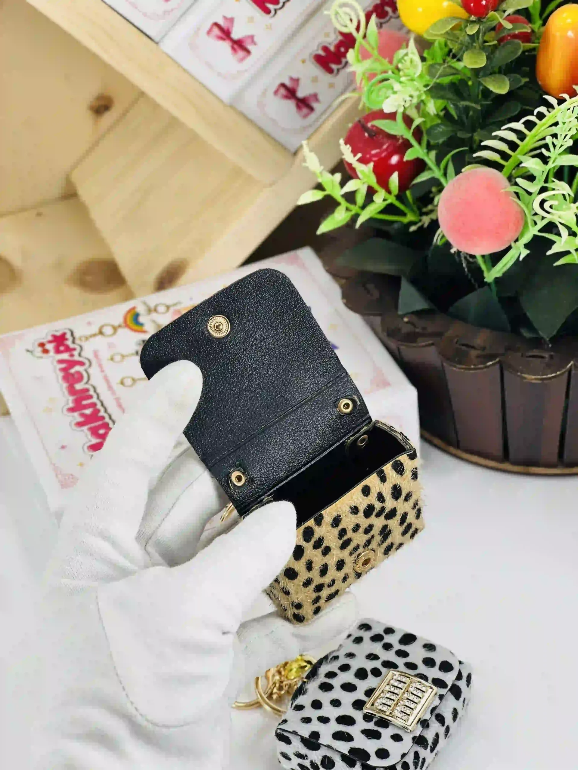 Min Min Faux Fur Animal Print Bag Charm Keychain