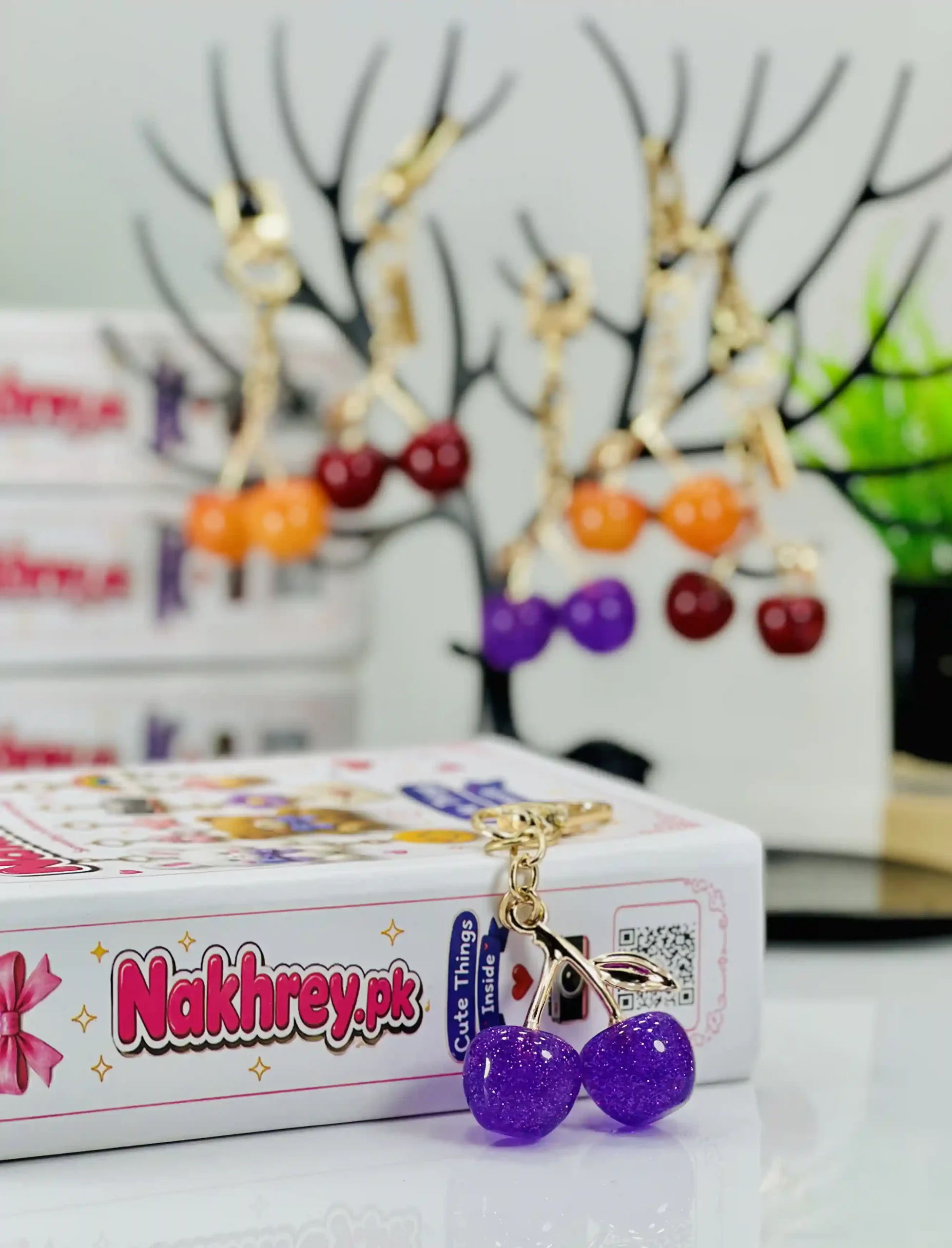Mini Glitter Cherry Bag Charm & Keychain