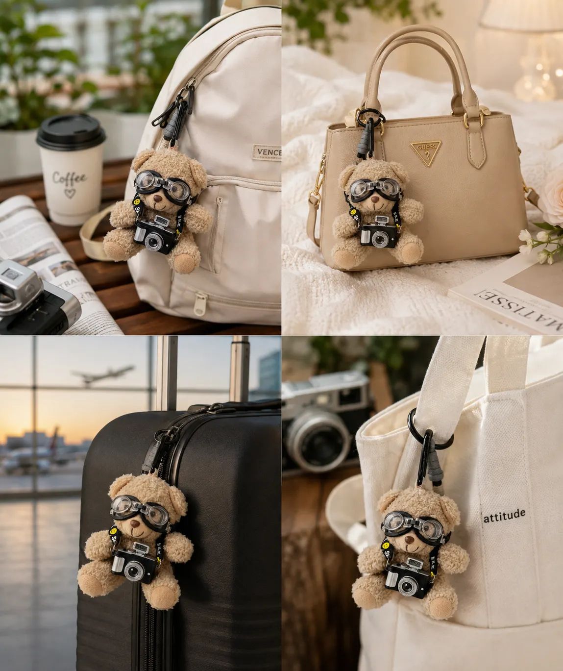 Cute Photographer Teddy Bear Keychain
