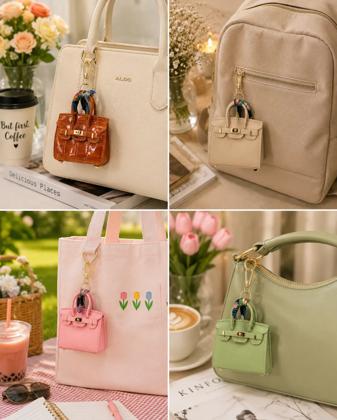 Mini Birkin Handbag Charm Keychain - Image 2