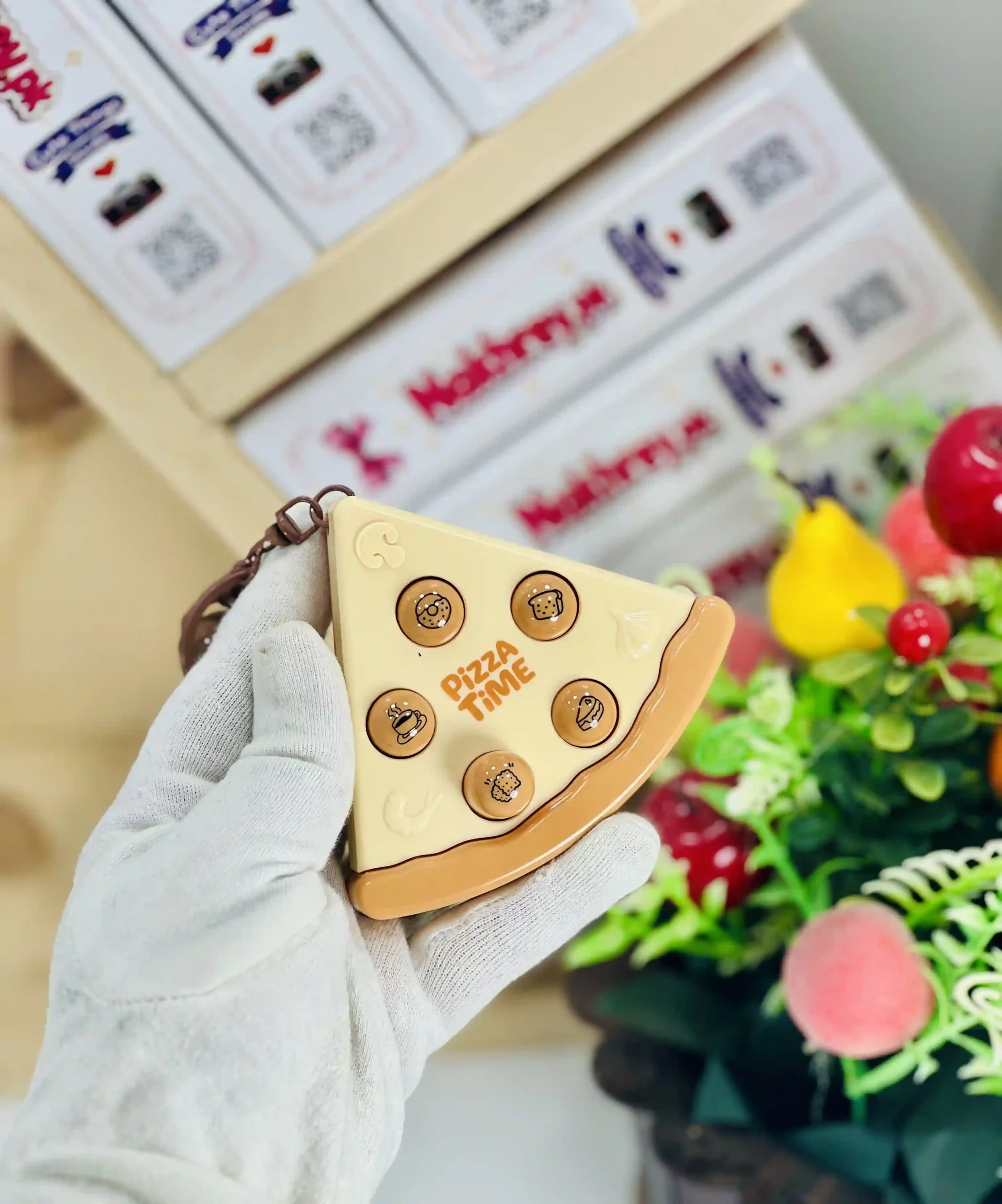 Pizza Time Fidget Pop-It Game Keychain