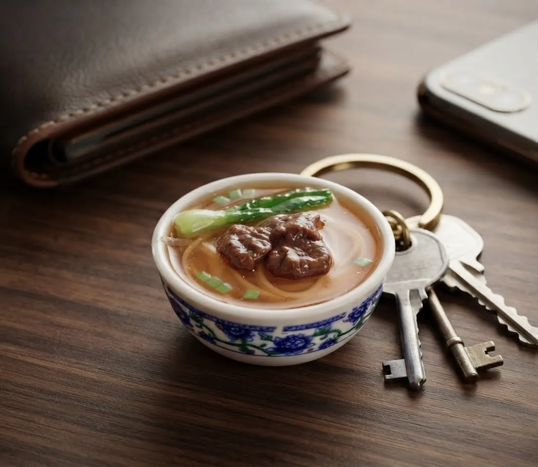 Mini 3D 3Pcs Chicken Noodle Bowl Keychain - Image 2