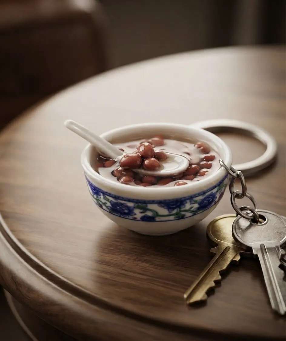 Mini 3D Red Bean Soup Bowl Keychain