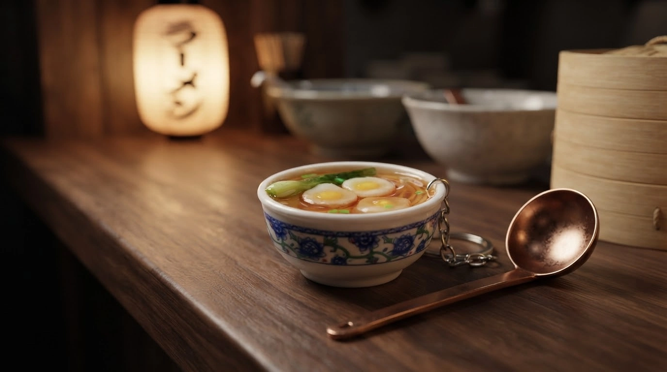 Mini Soft Boiled Egg Ramen Bowl Keychain