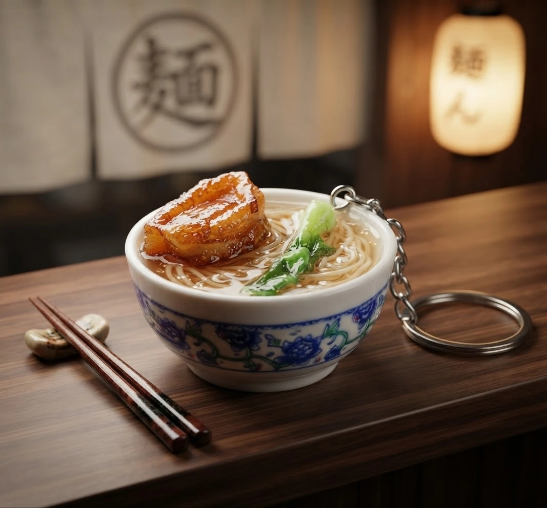 Mini Seafood Abalone Ramen Bowl Keychain