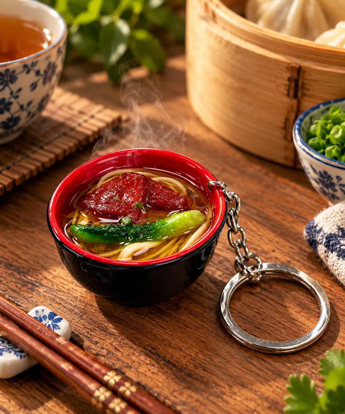 Mini Braised Chicken Leg Ramen Bowl Keychain