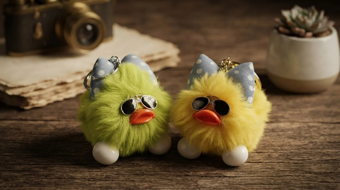 Cool Duck Plush Keychain with Sunglasses & Bow