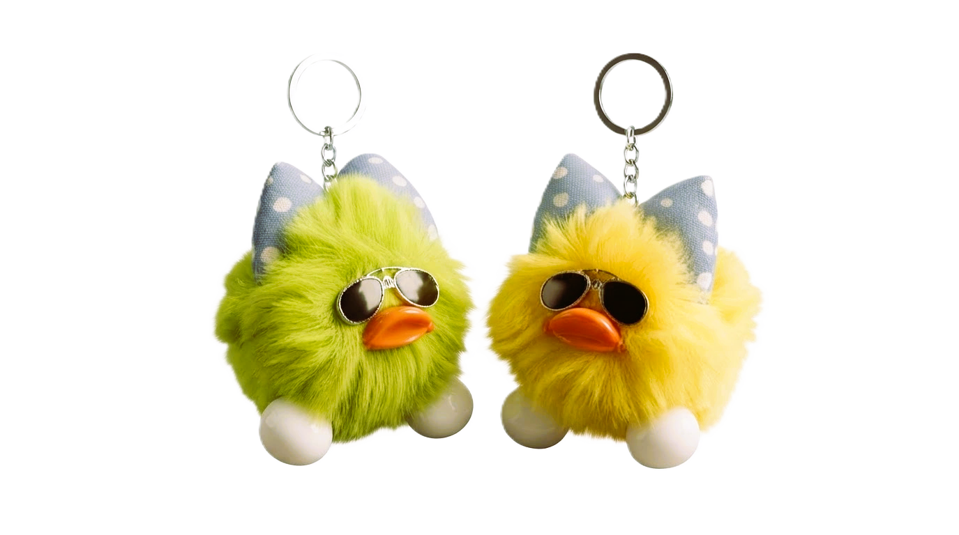Cool Duck Plush Keychain with Sunglasses & Bow