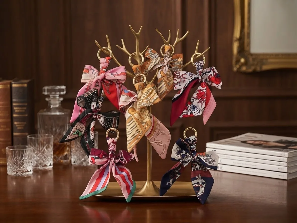 Silk Twilly Bow Bag Charm & Keychain