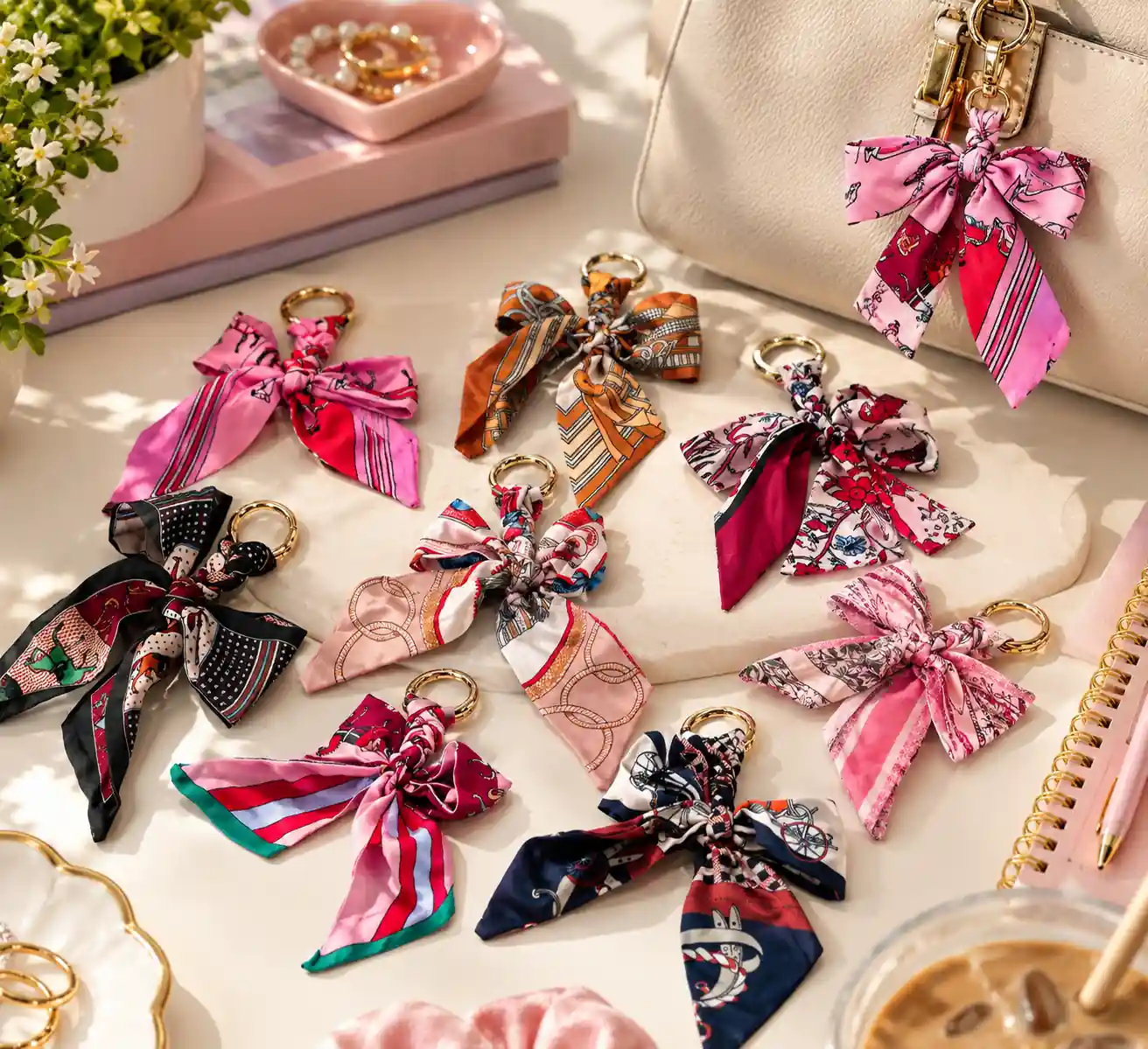 Silk Twilly Bow Bag Charm & Keychain