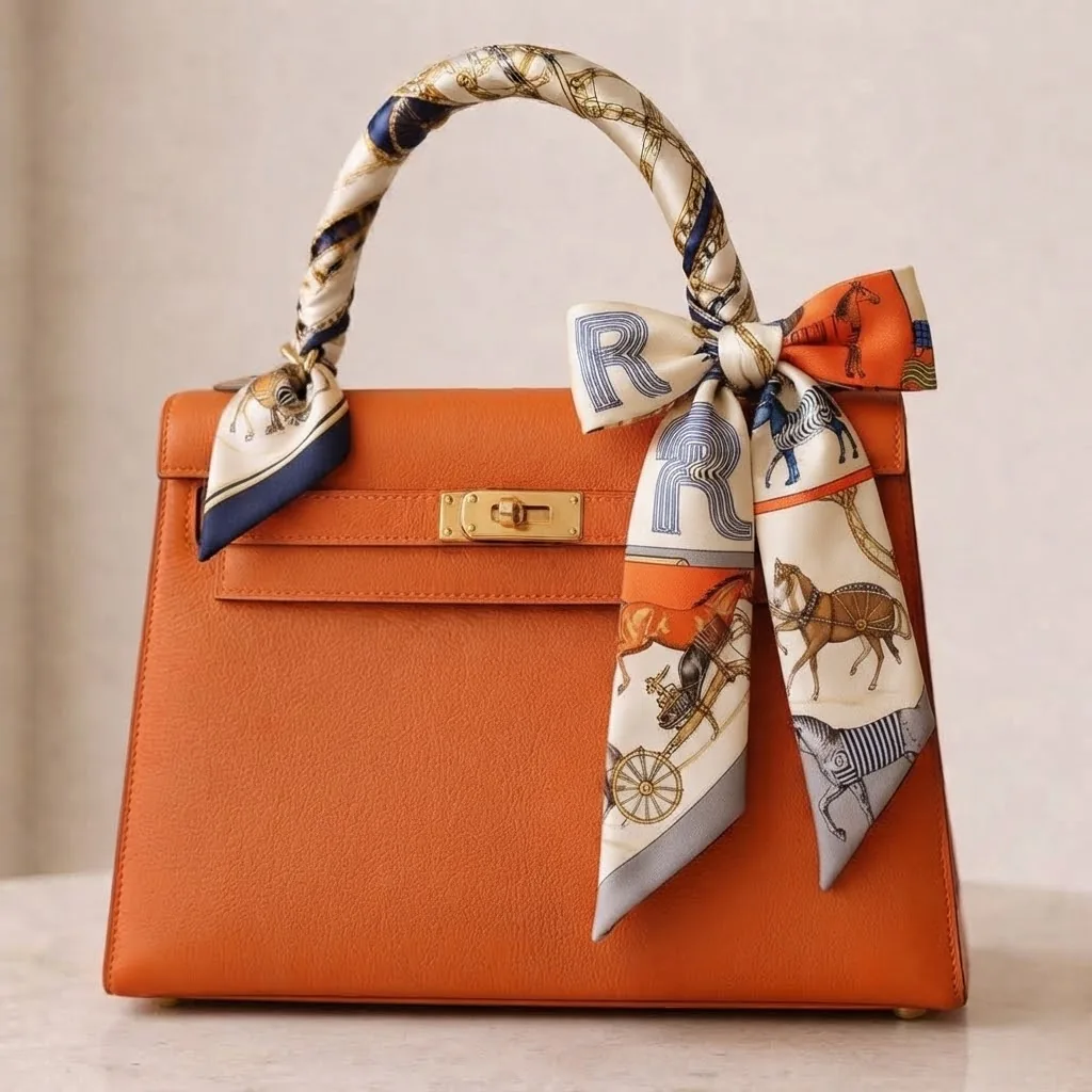 Hermes Silk Twilly Scarf for Bag Handle