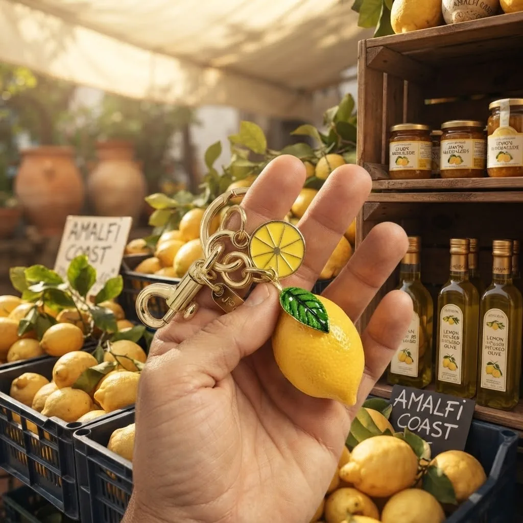 Lemon & Lime Fruit Keychain with Slice Charm