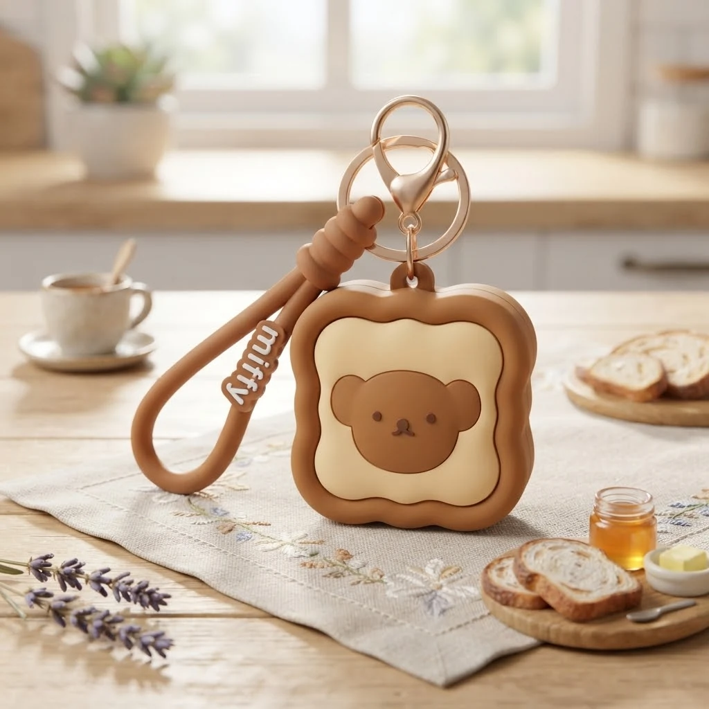 Cute Bread Toast Silicone Pouch & Keychain