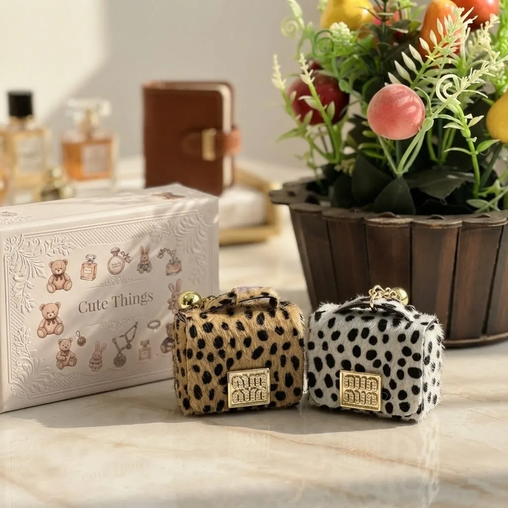 Min Min Faux Fur Animal Print Bag Charm Keychain