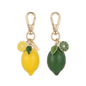 Lemon & Lime Fruit Keychain with Slice Charm