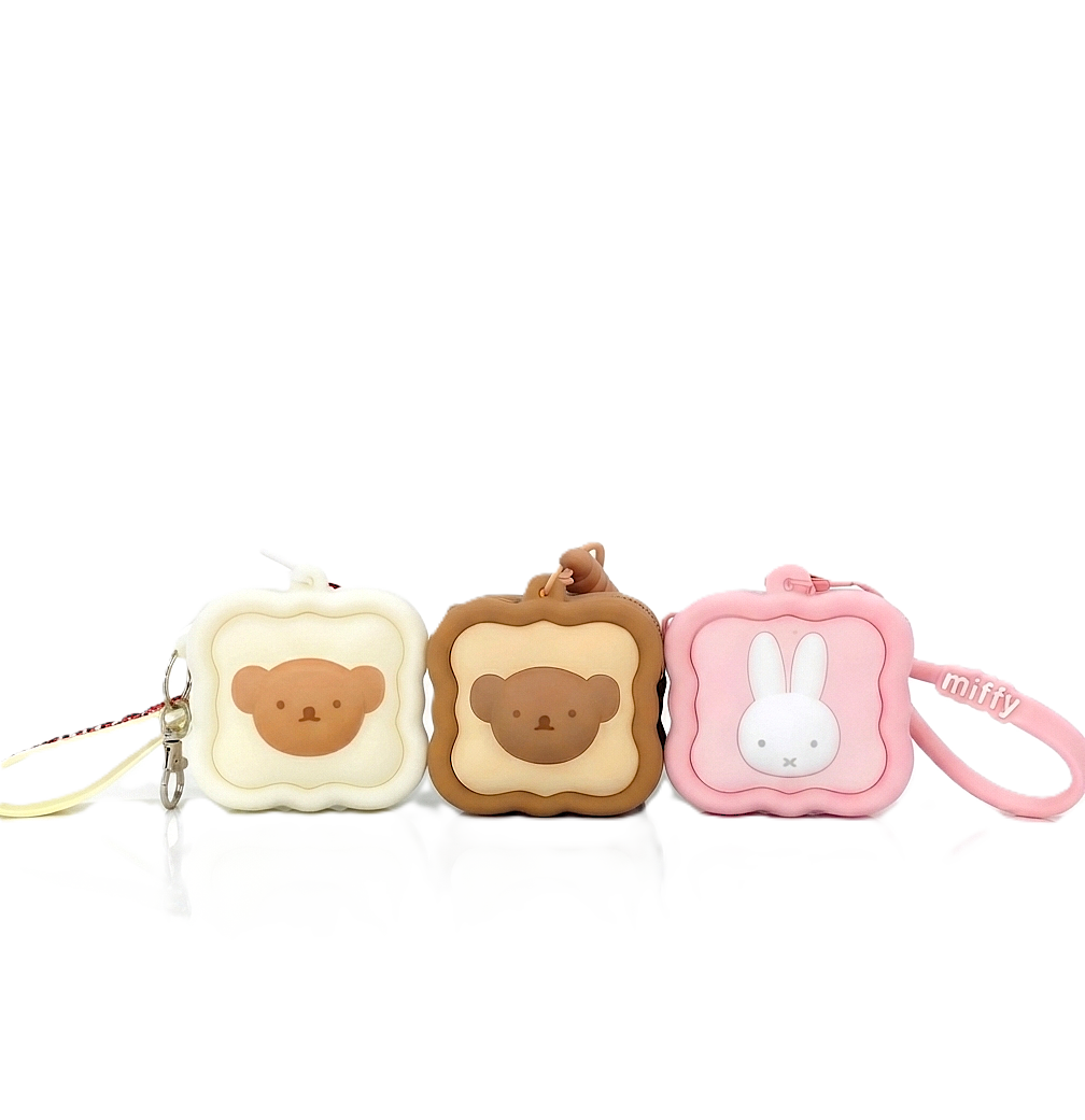 Cute Bread Toast Silicone Pouch & Keychain